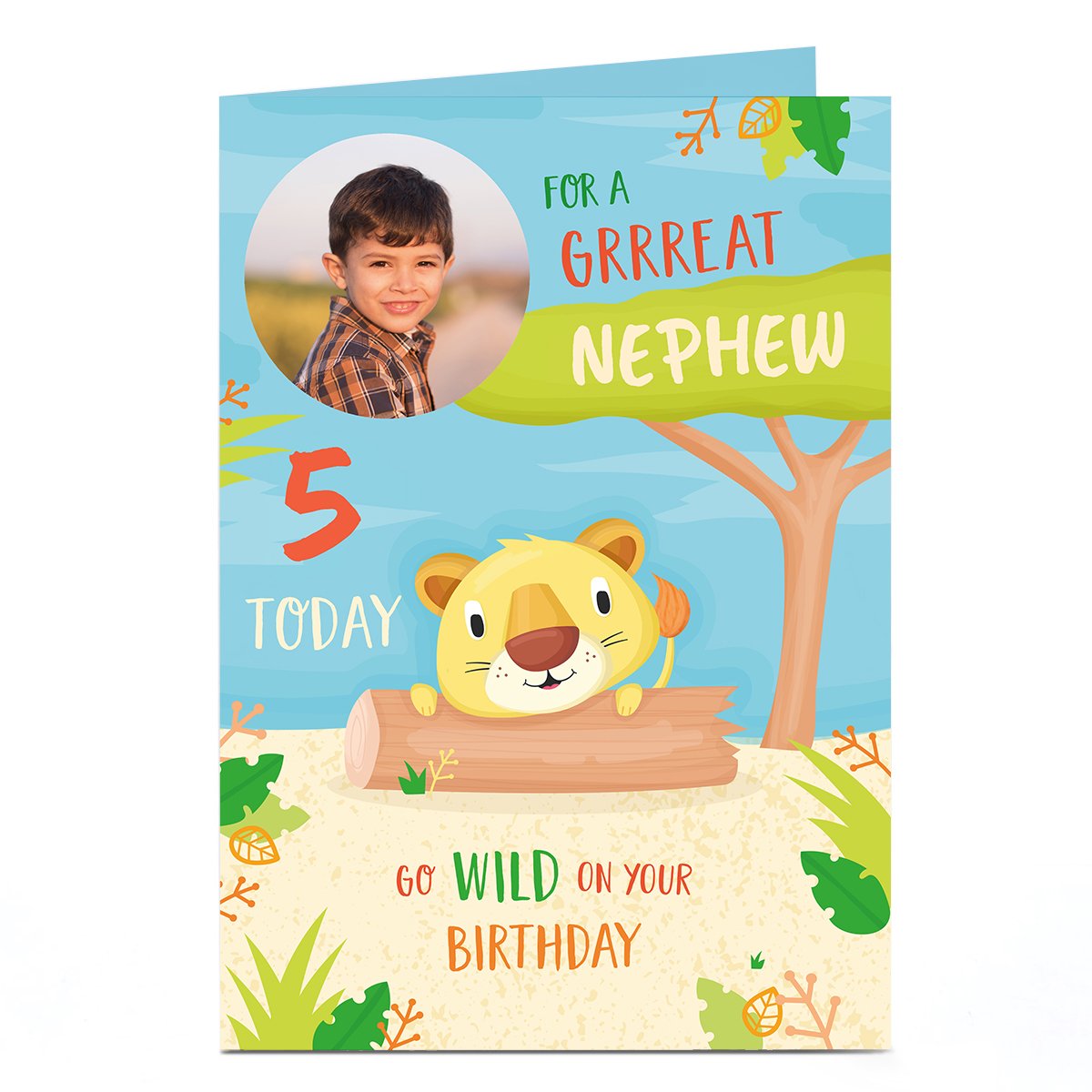 Photo Birthday Card - Nephew Editable Age