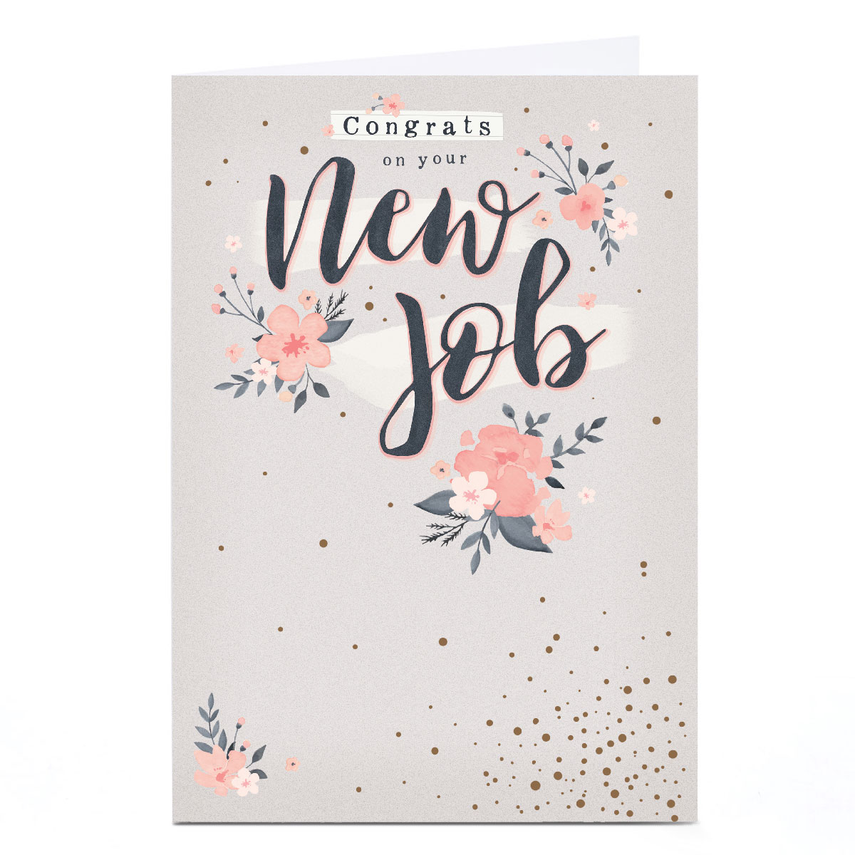 Personalised New Job Card - Pink Flower Congrats