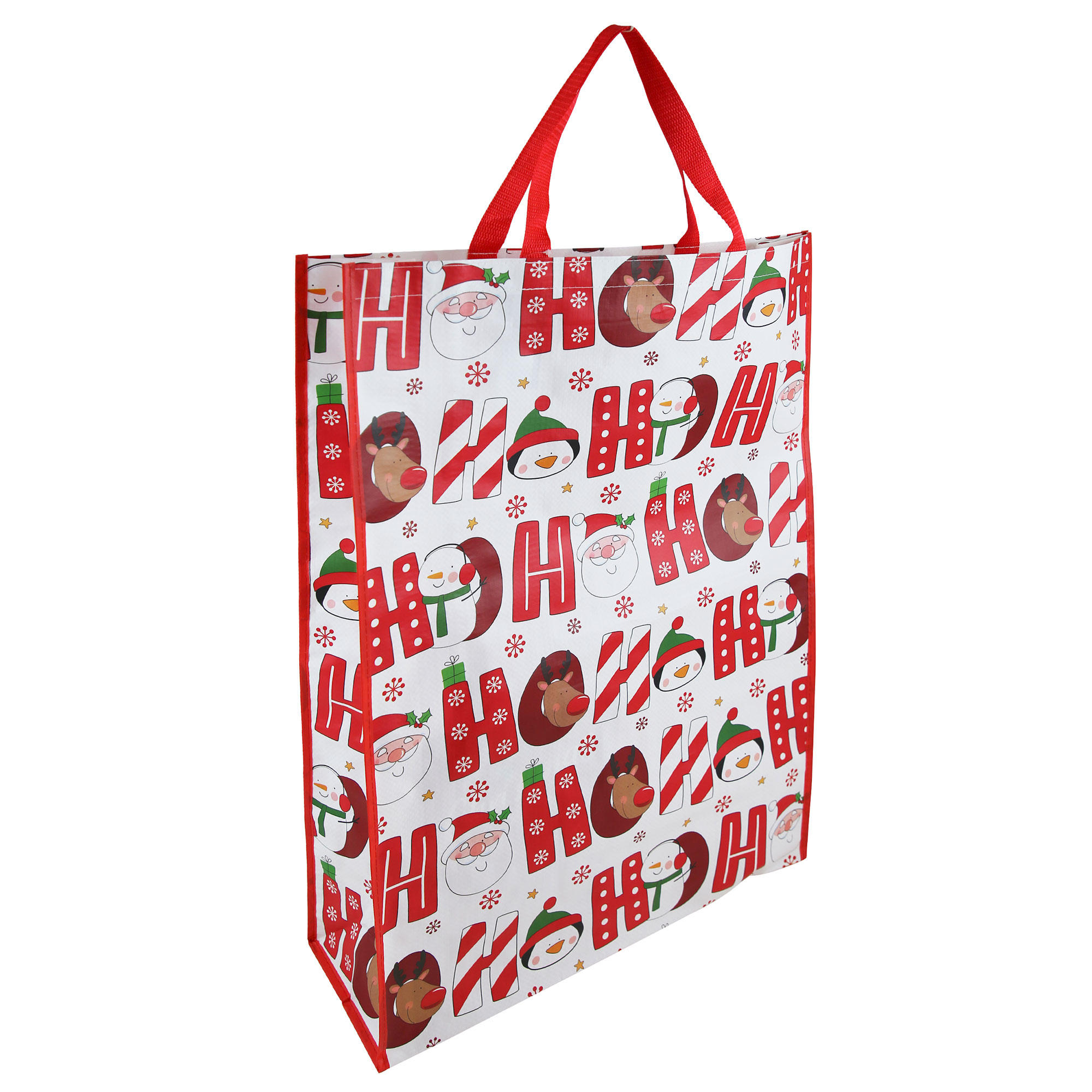 Ho Ho Ho Jumbo Portrait Woven Polypropylene Christmas Gift Bag