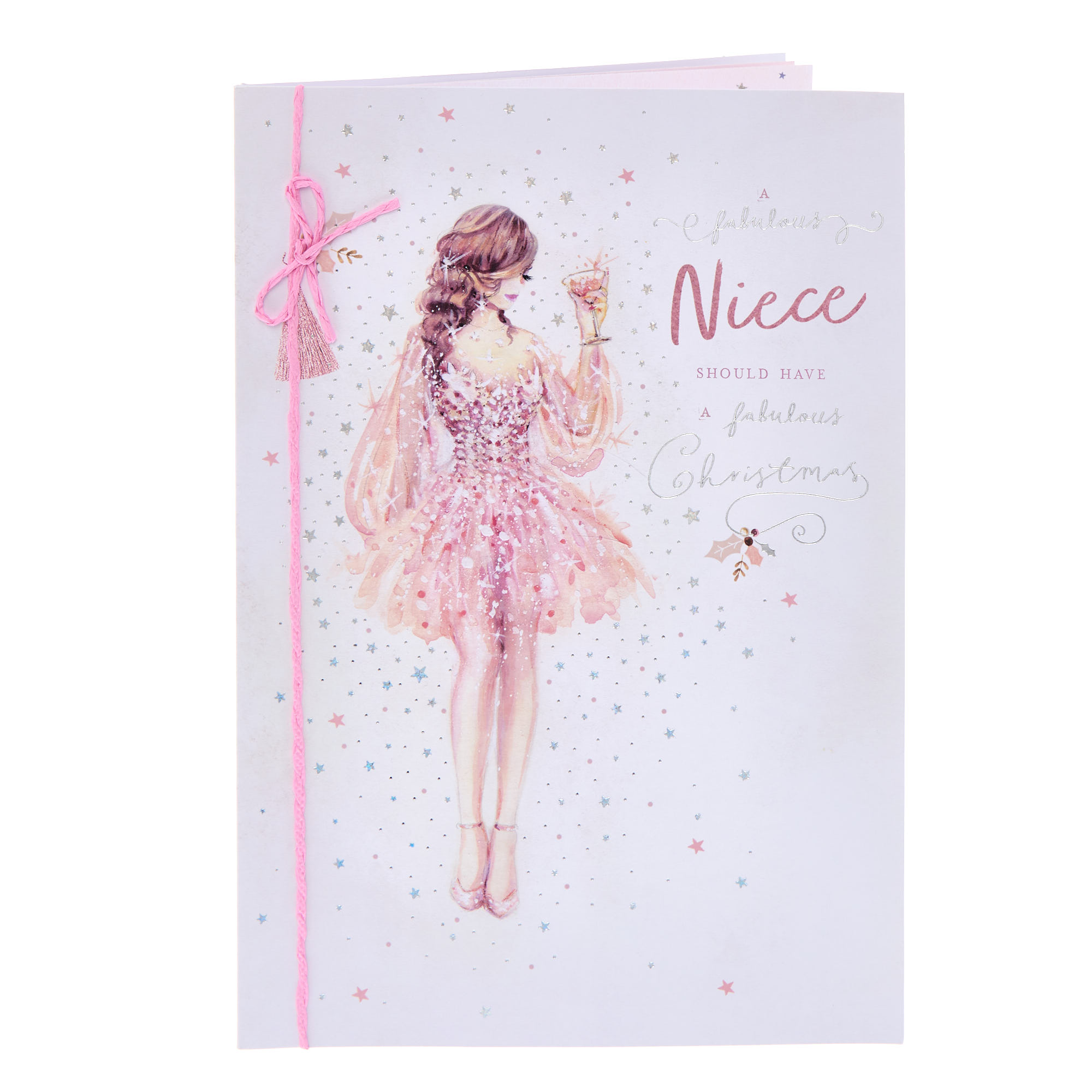 Fabulous Niece Pink Dress Christmas Card