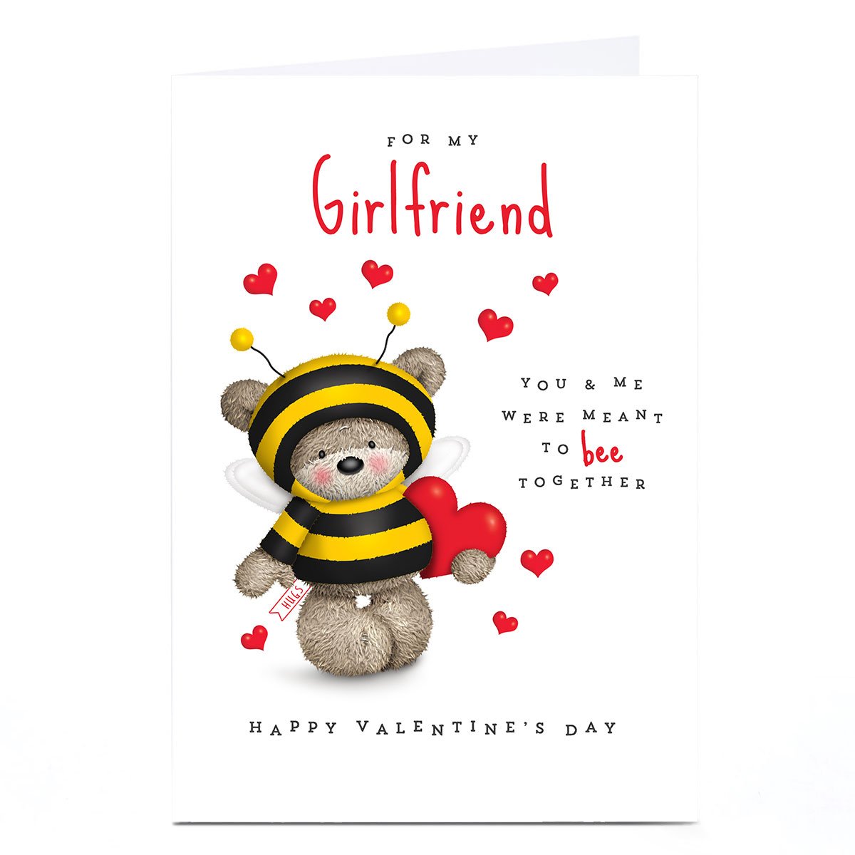 Personalised Hugs Valentine's Day Card - Meant To Bee Together, Girlfriend