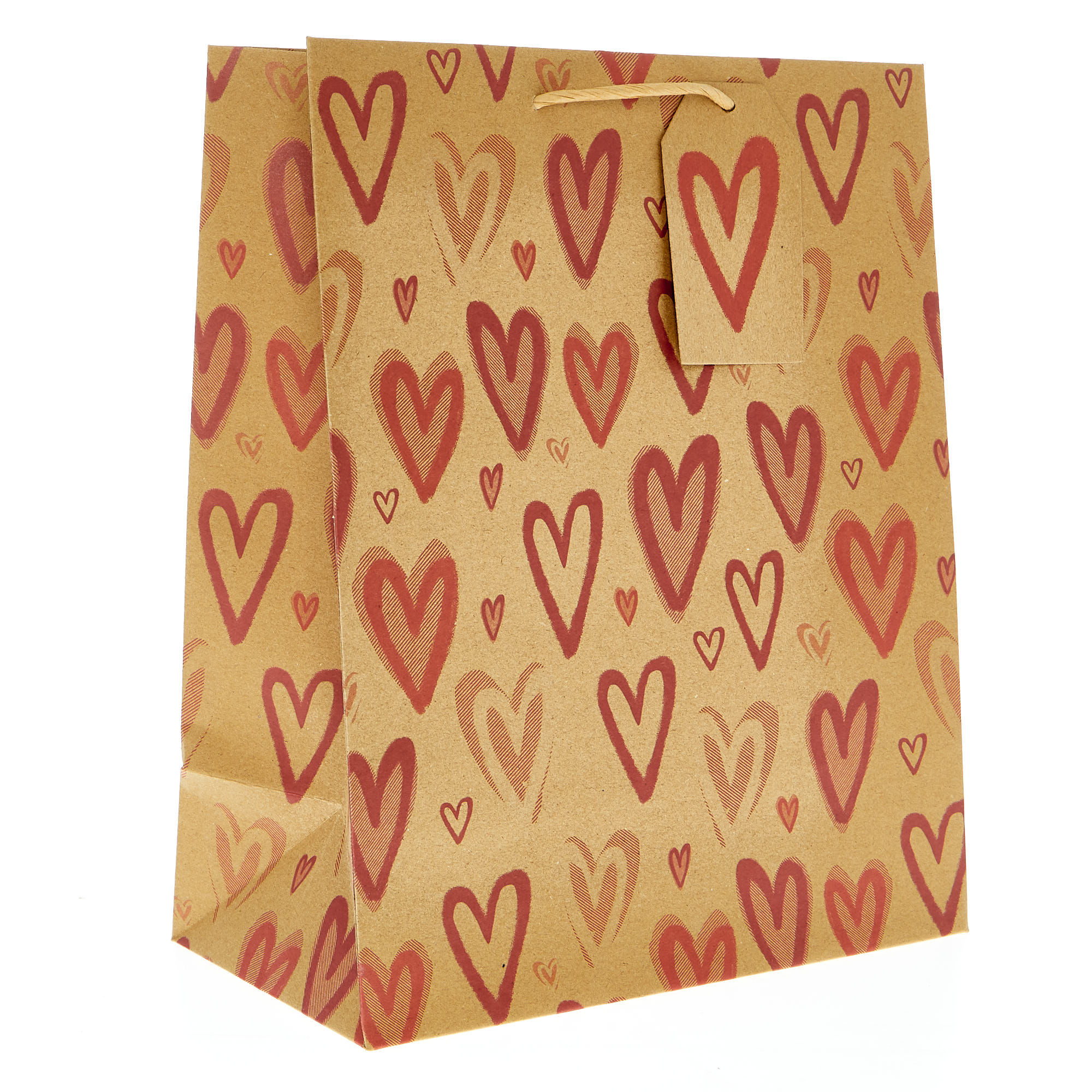 Buy Kraft Hearts Large Portrait Gift Bag for GBP 1.49 | Card Factory UK