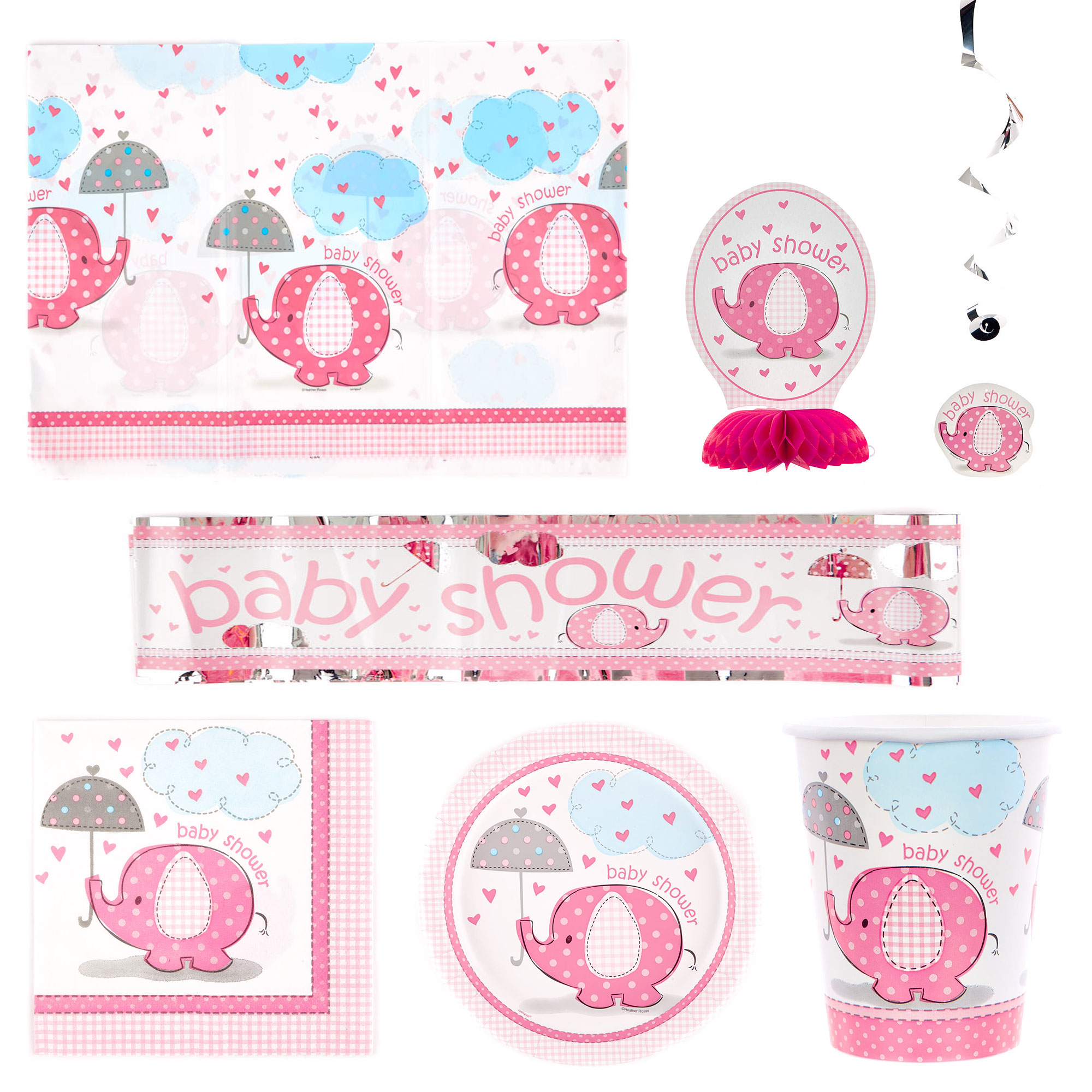 pink baby shower plates