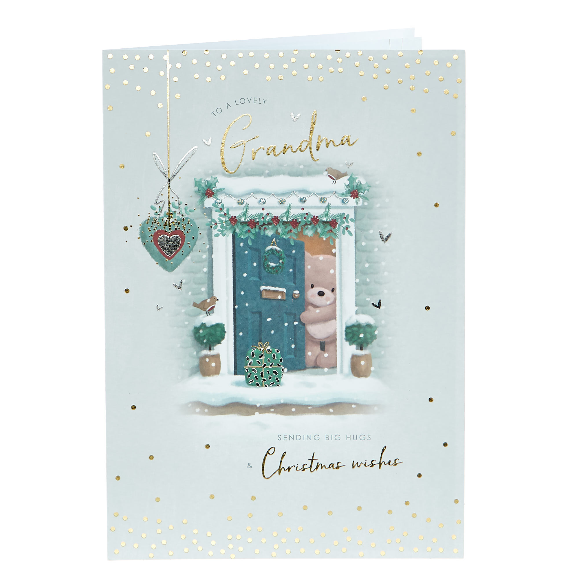 Hugs Christmas Card - To A Lovely Grandma