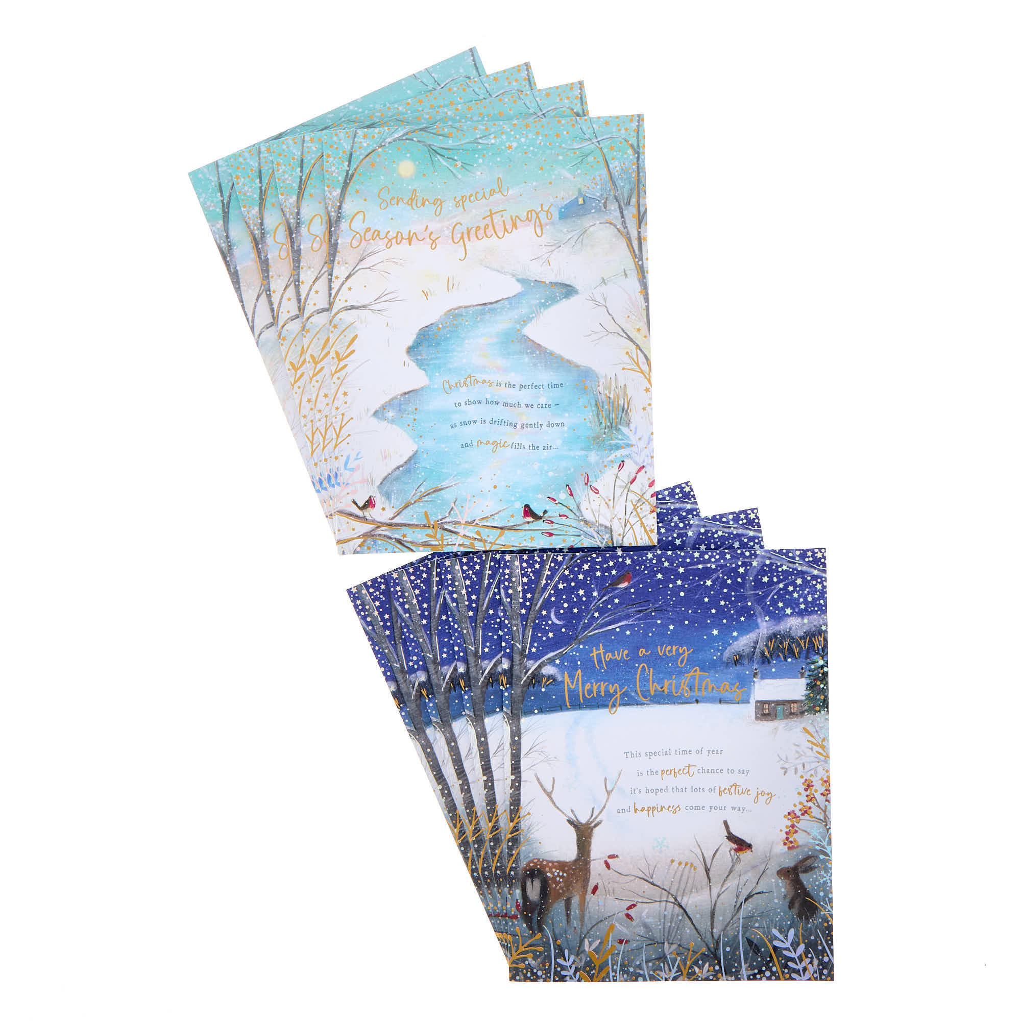 Deluxe Deer & Lake Charity Christmas Cards - Pack of 10 (2 Designs)