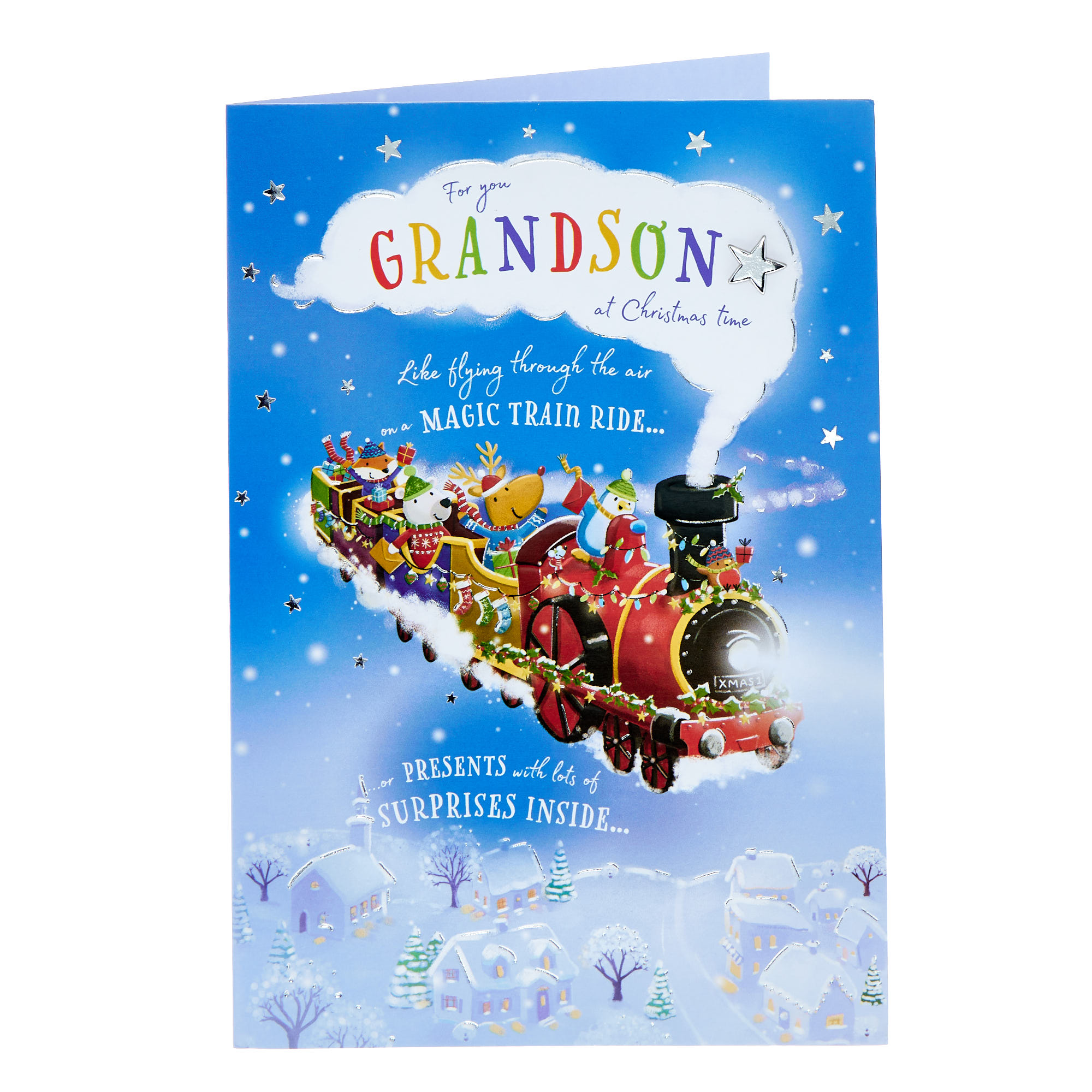 Grandson Magic Train Christmas Card