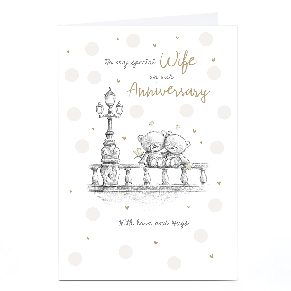 Personalised Hugs Anniversary Card - Romantic Bears Sketch, To my Special Wife