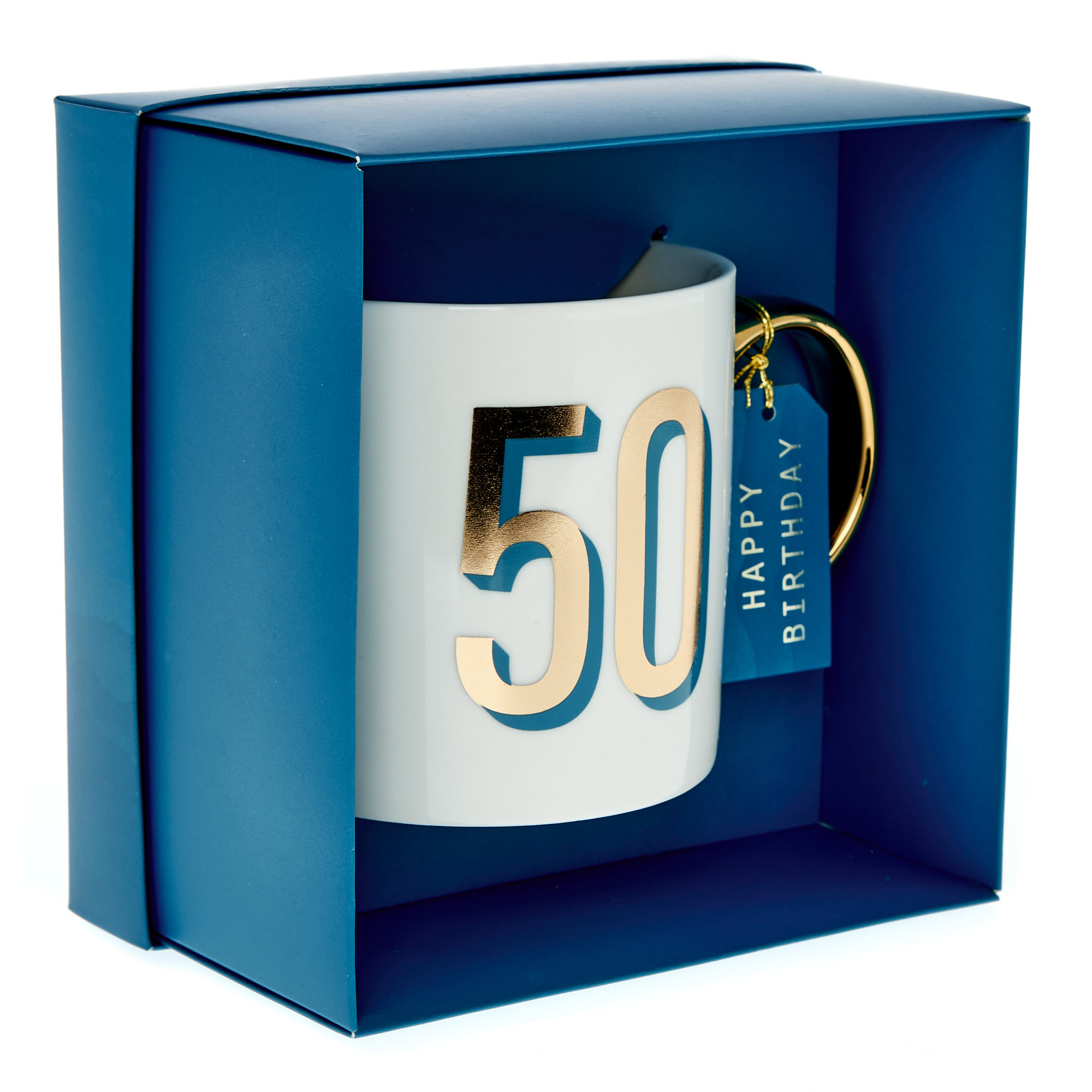 Buy Blue & Gold 50th Birthday Mug for GBP 4.99 | Card Factory UK