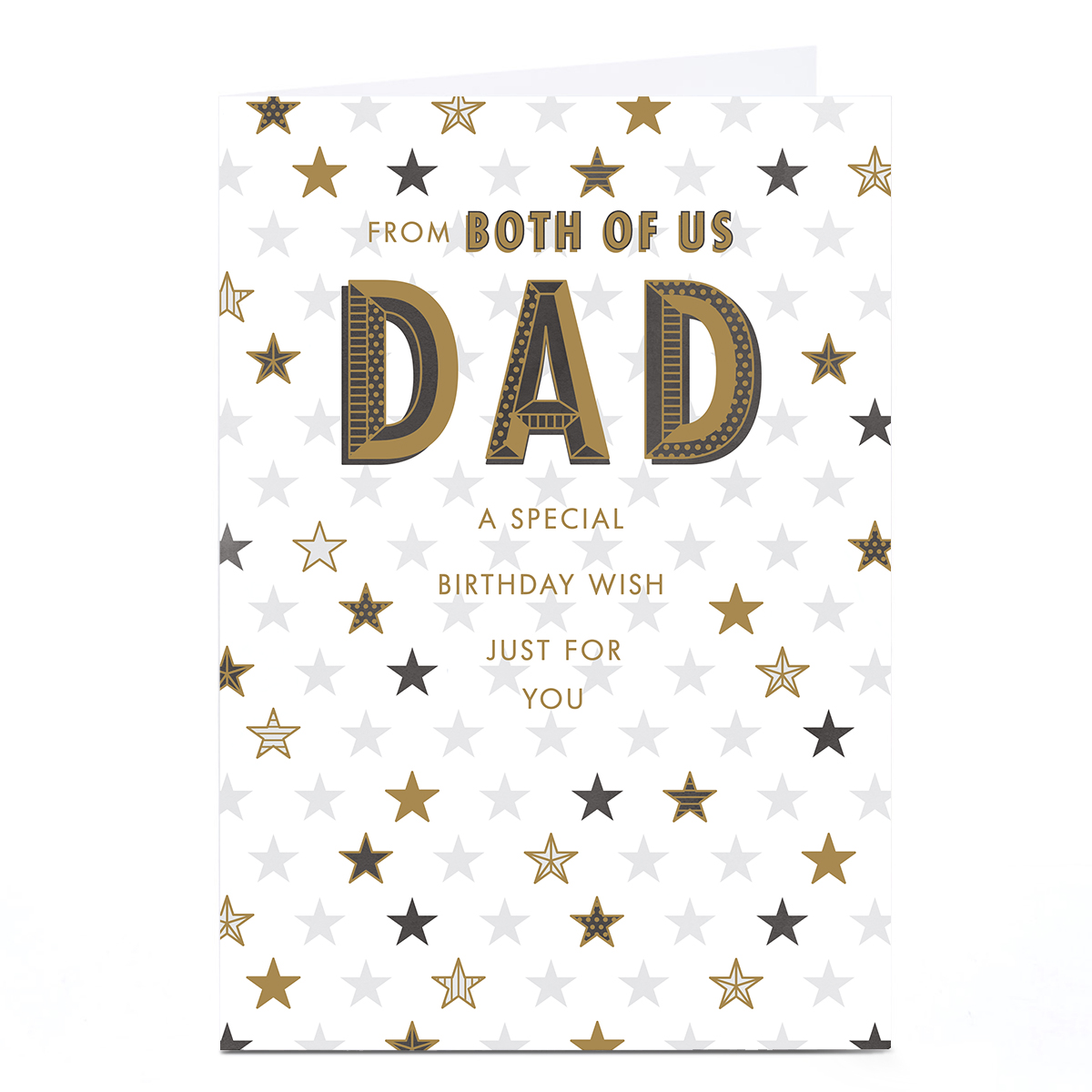 Personalised Birthday Card - Gold Stars, Dad From Both of Us