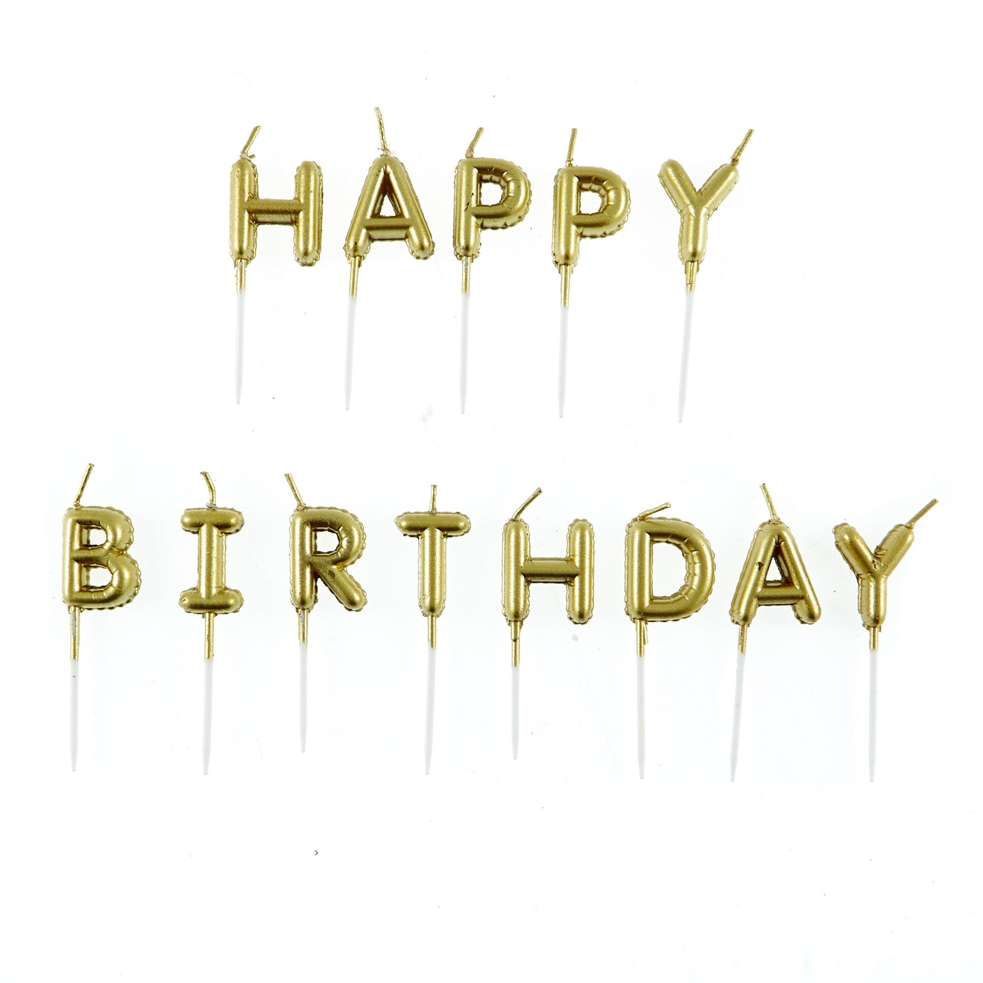 Gold Happy Birthday Candles - Pack of 13