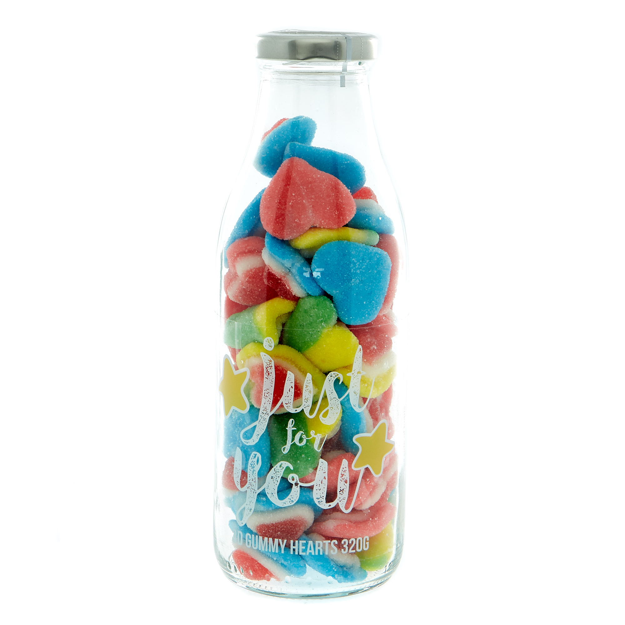 Just For You Gummy Hearts Milk Bottle