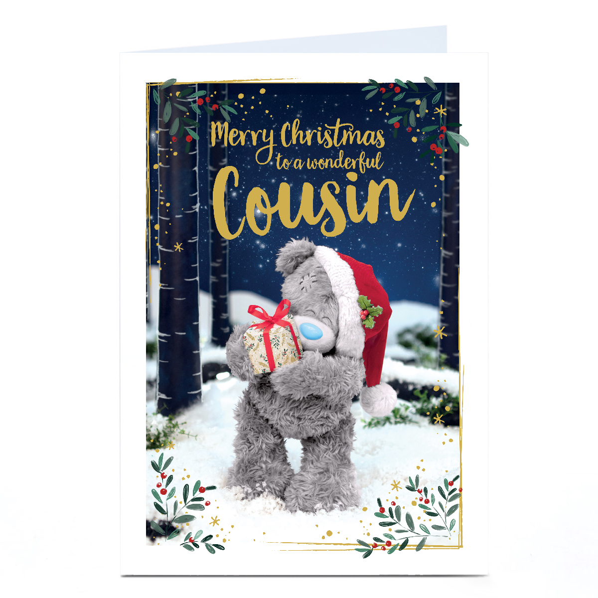 Personalised Tatty Teddy Christmas Card - To a Wonderful Cousin