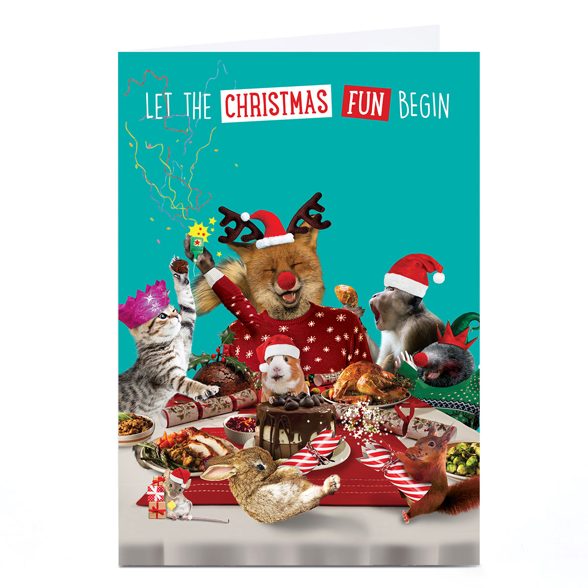 Personalised Christmas Card - Party Animals Christmas Fun