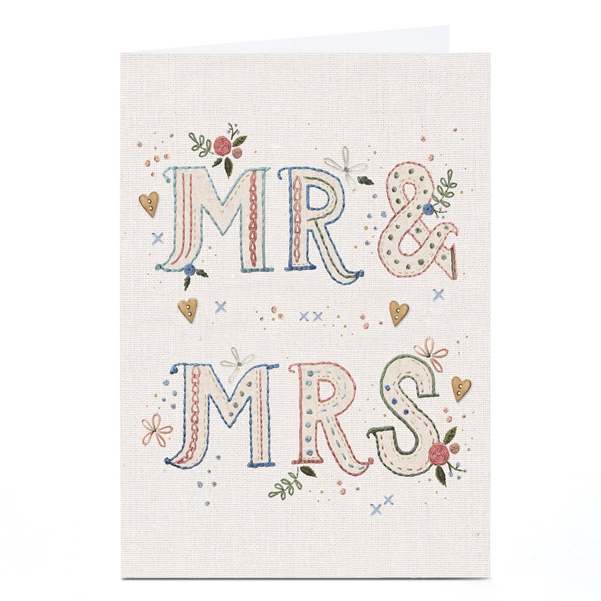 Personalised Wedding Card - Stitched Words Mr & Mrs