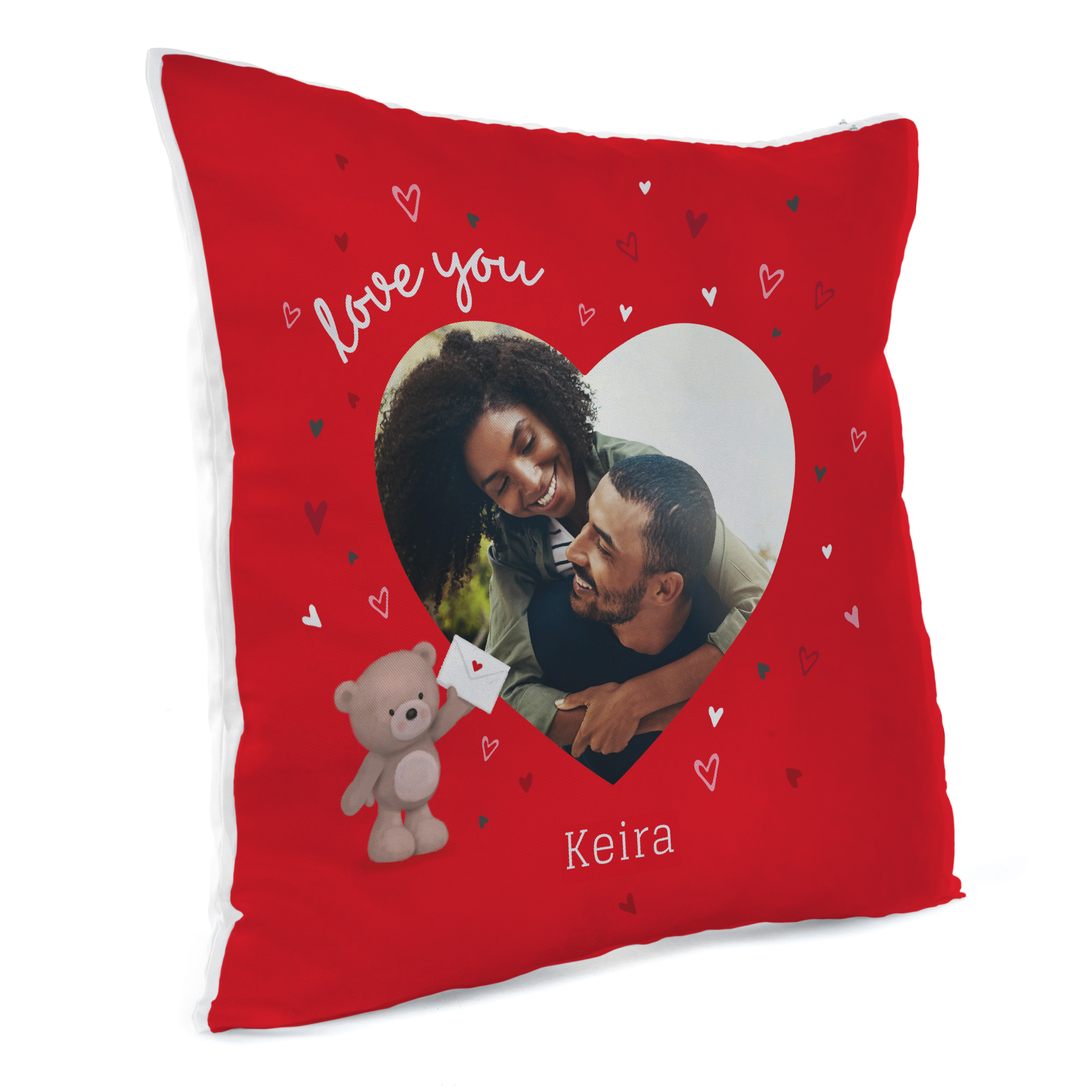 Personalised Photo Cushion - Love You Hugs and Hearts