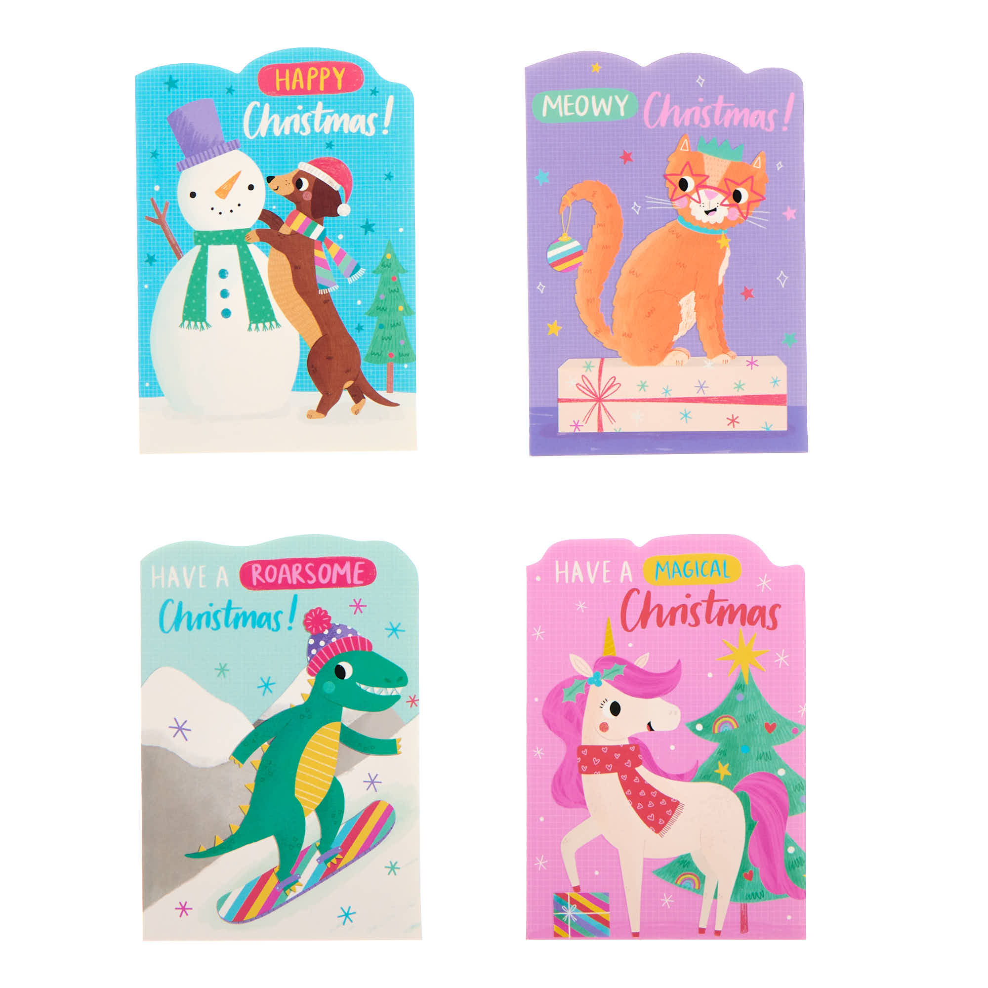 Cute Animals Mini Charity Christmas Cards - Pack of 32 (4 Designs)