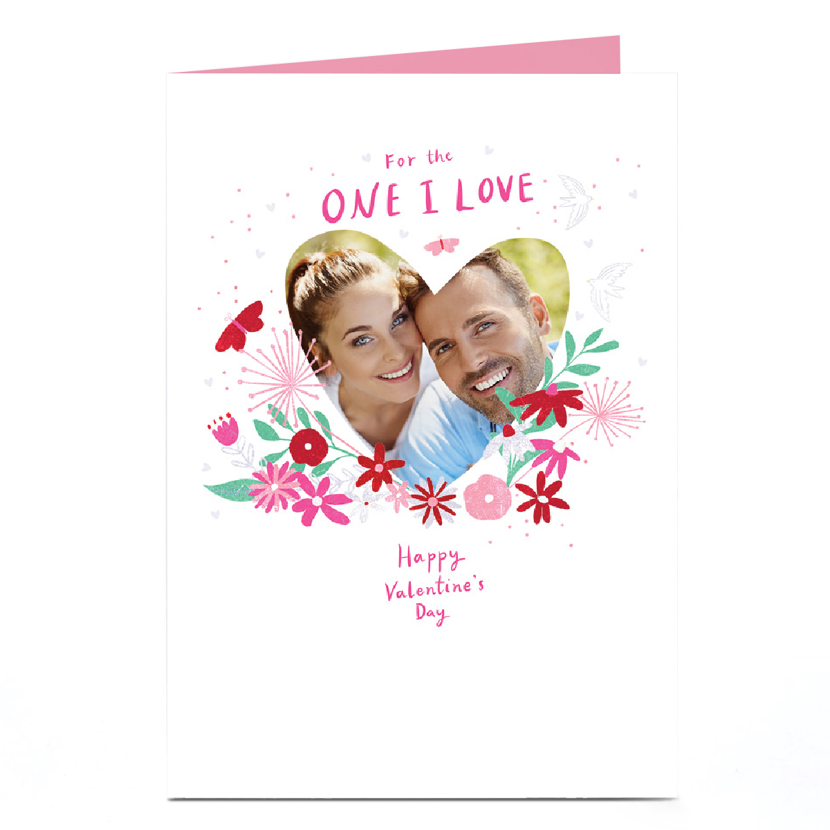 Photo Valentine's Day Card - Flower Border Heart, One I Love