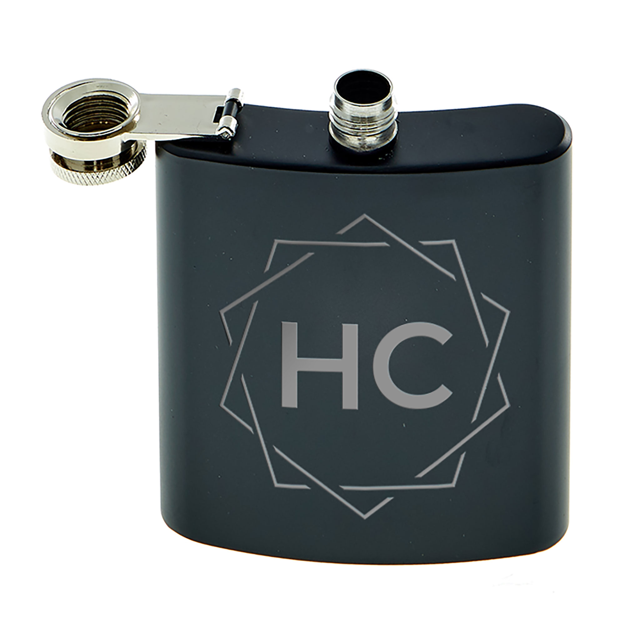 Personalised Matte Black Hip Flask - Initials