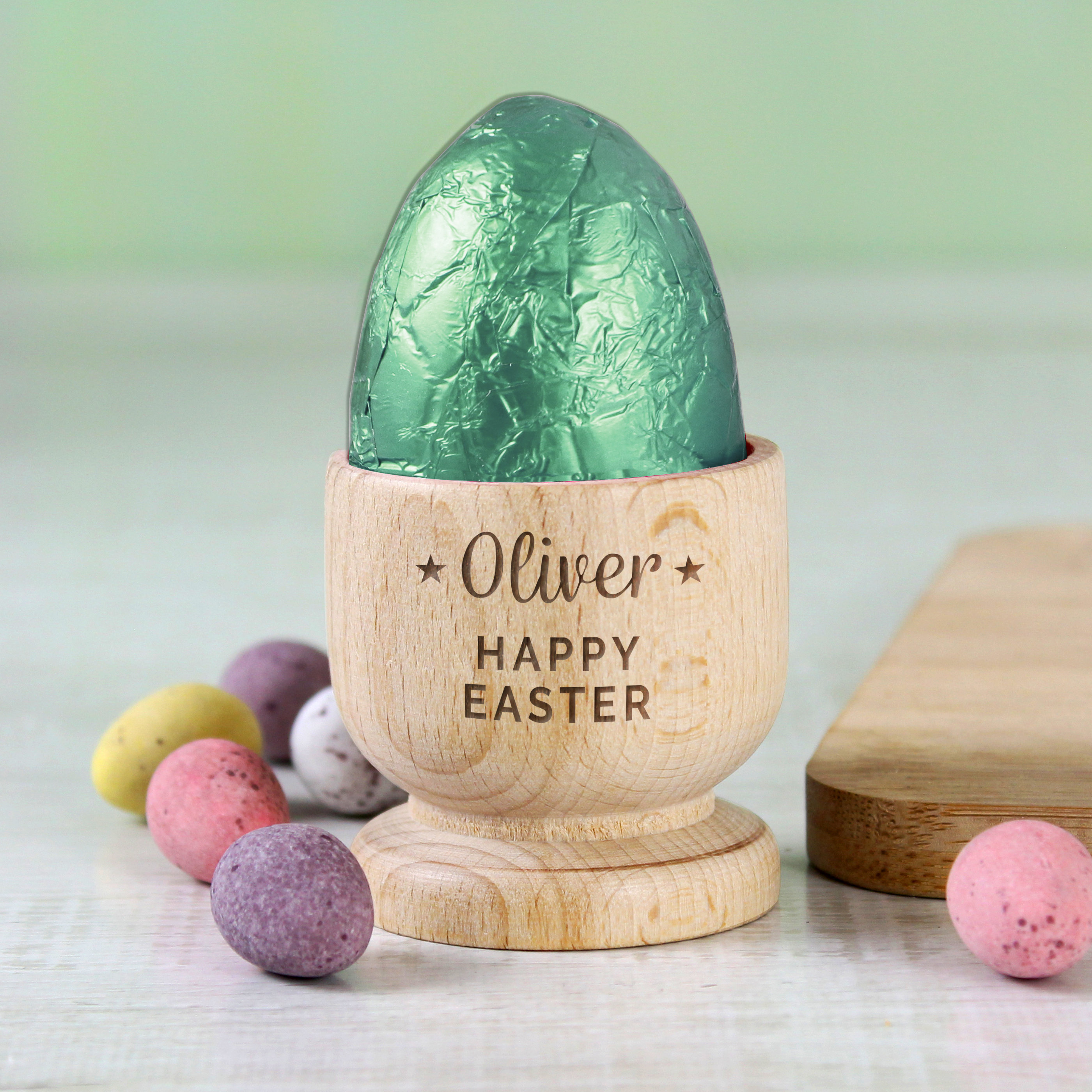 Personalised Stars Wooden Egg Cup