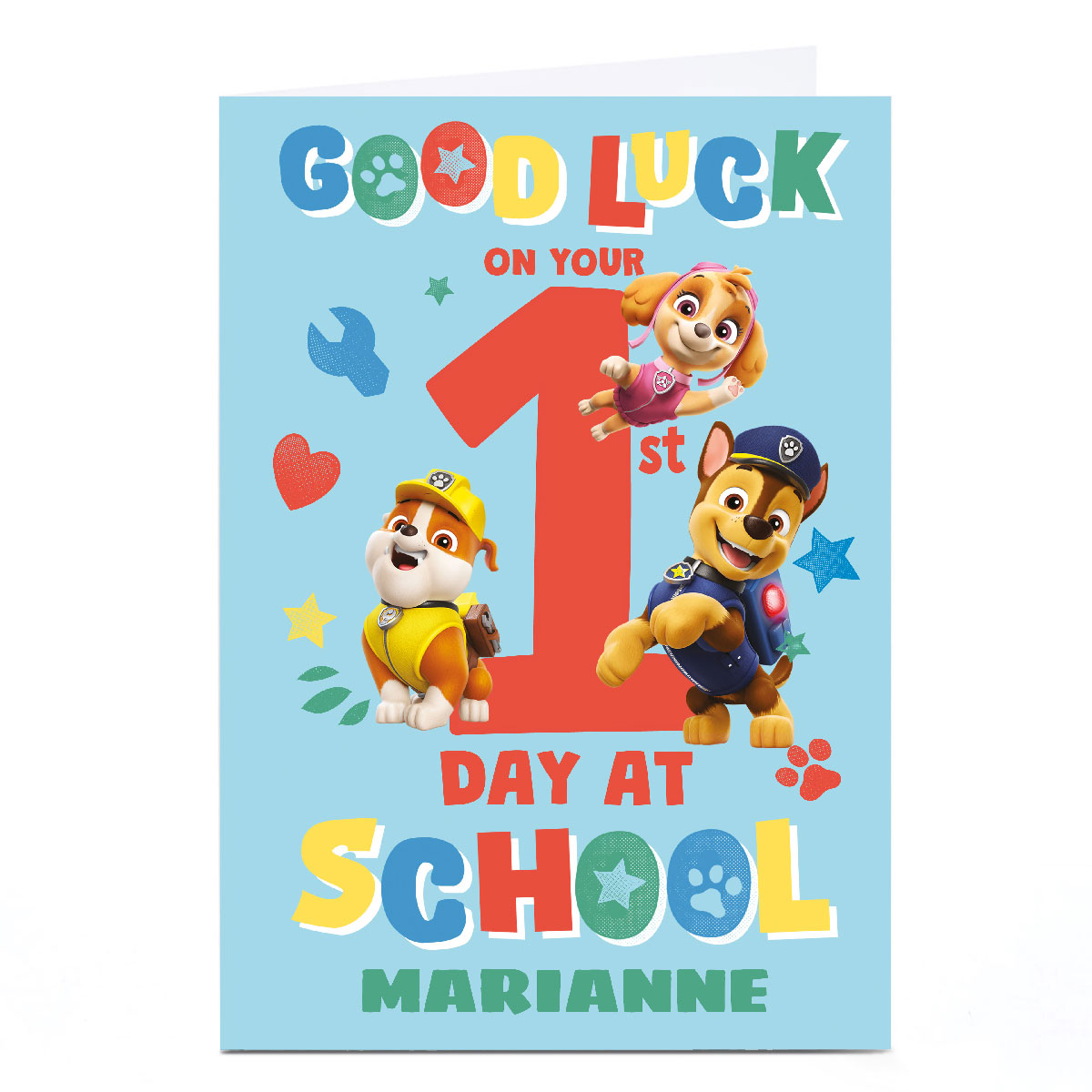 Personalised Paw Patrol Card - Good Luck On Your 1st Day At School