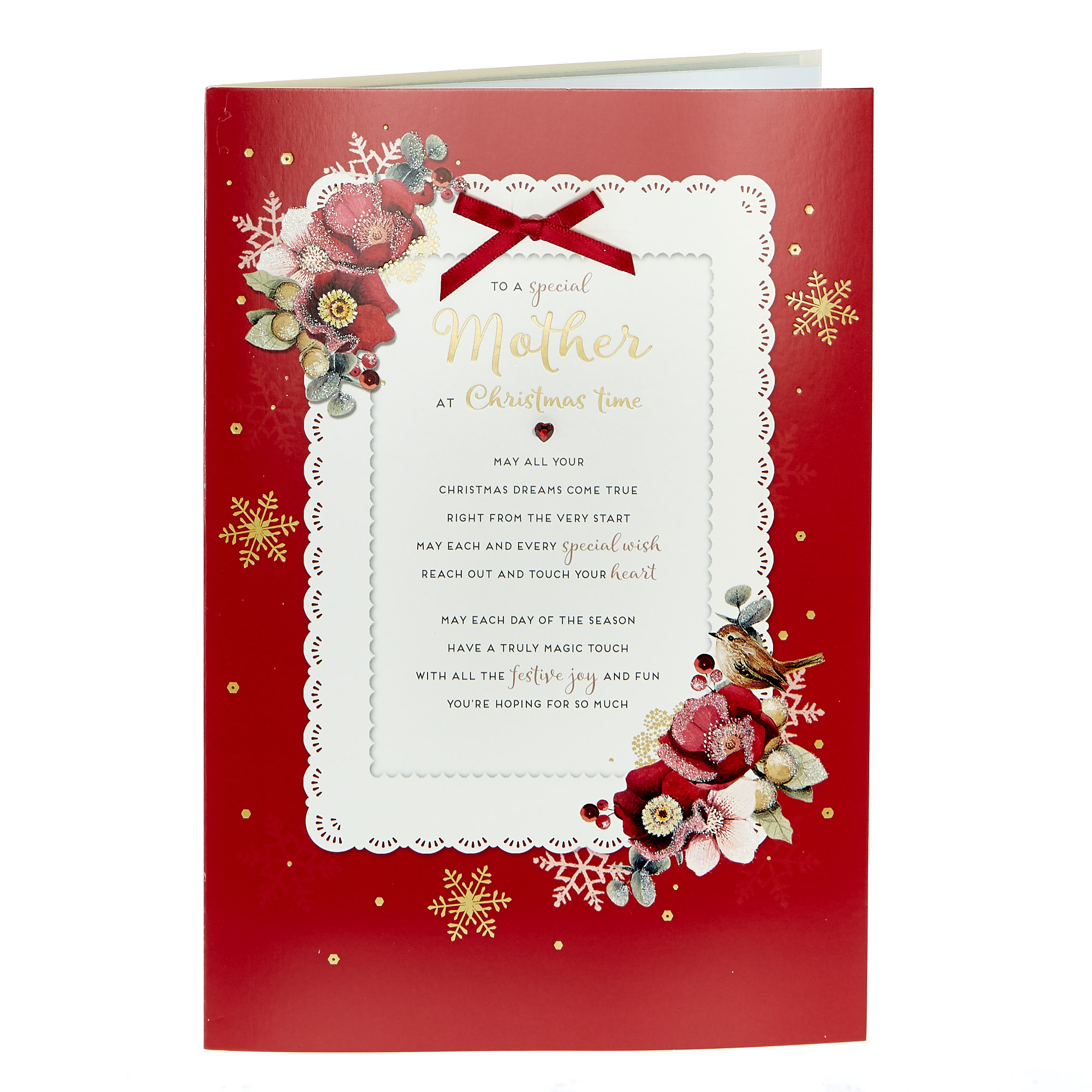 Christmas Card - Special Mother Red Flowers