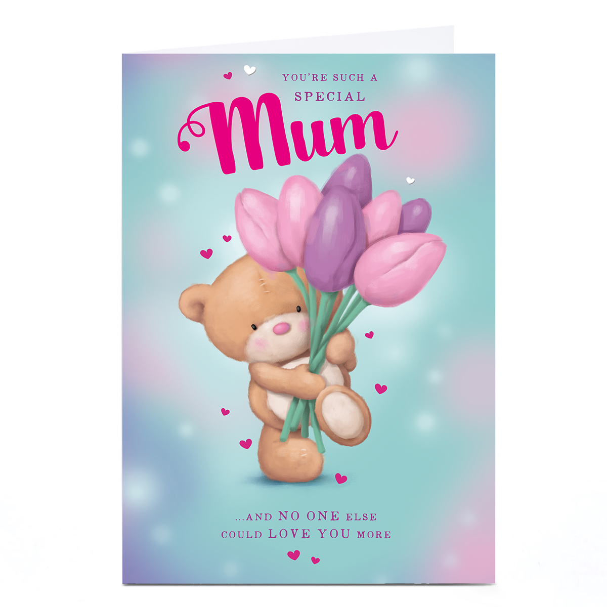 Personalised Birthday Card - Bear With Tulips, Mum