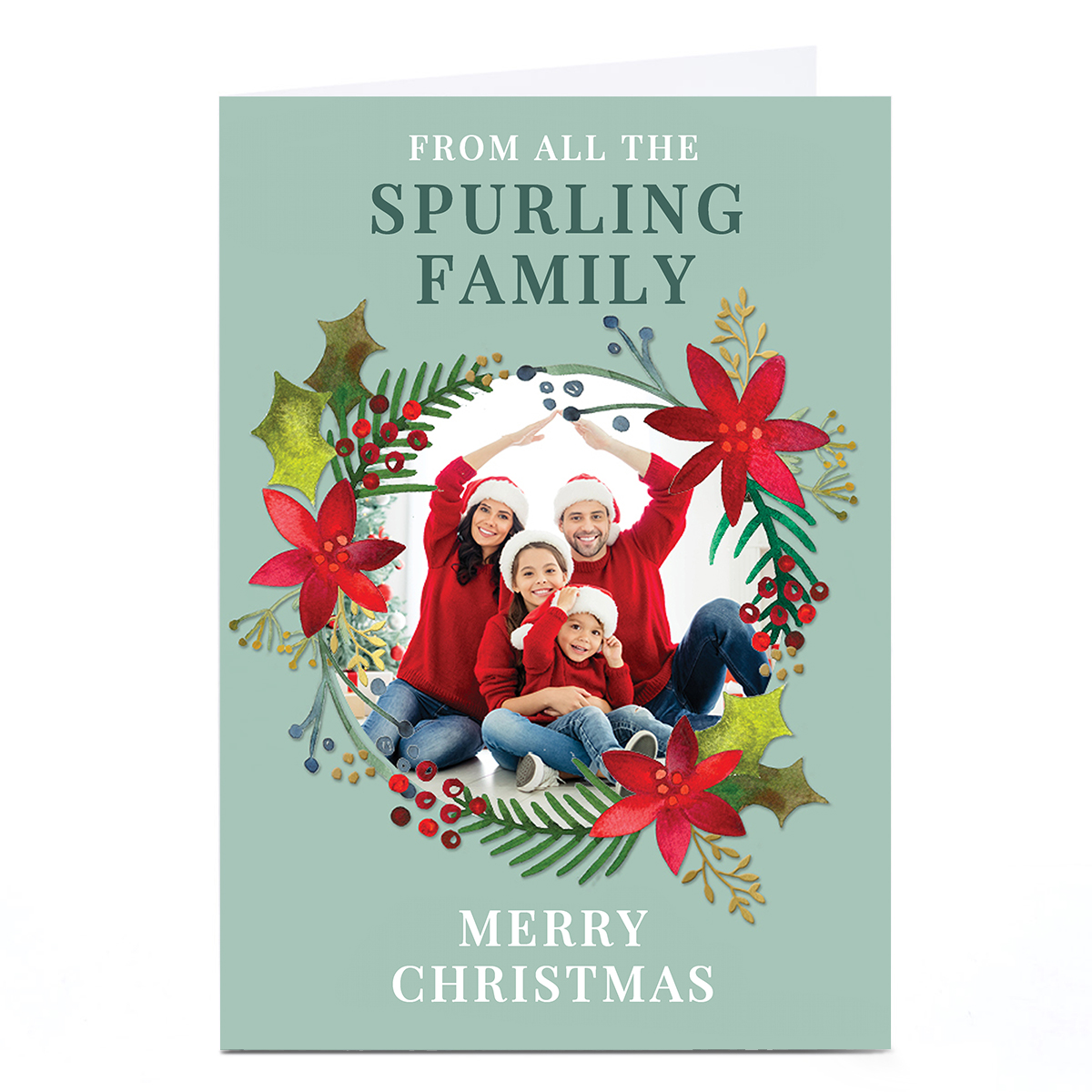 Photo Kerry Spurling Christmas Card - Christmas Wreath, From All The Family