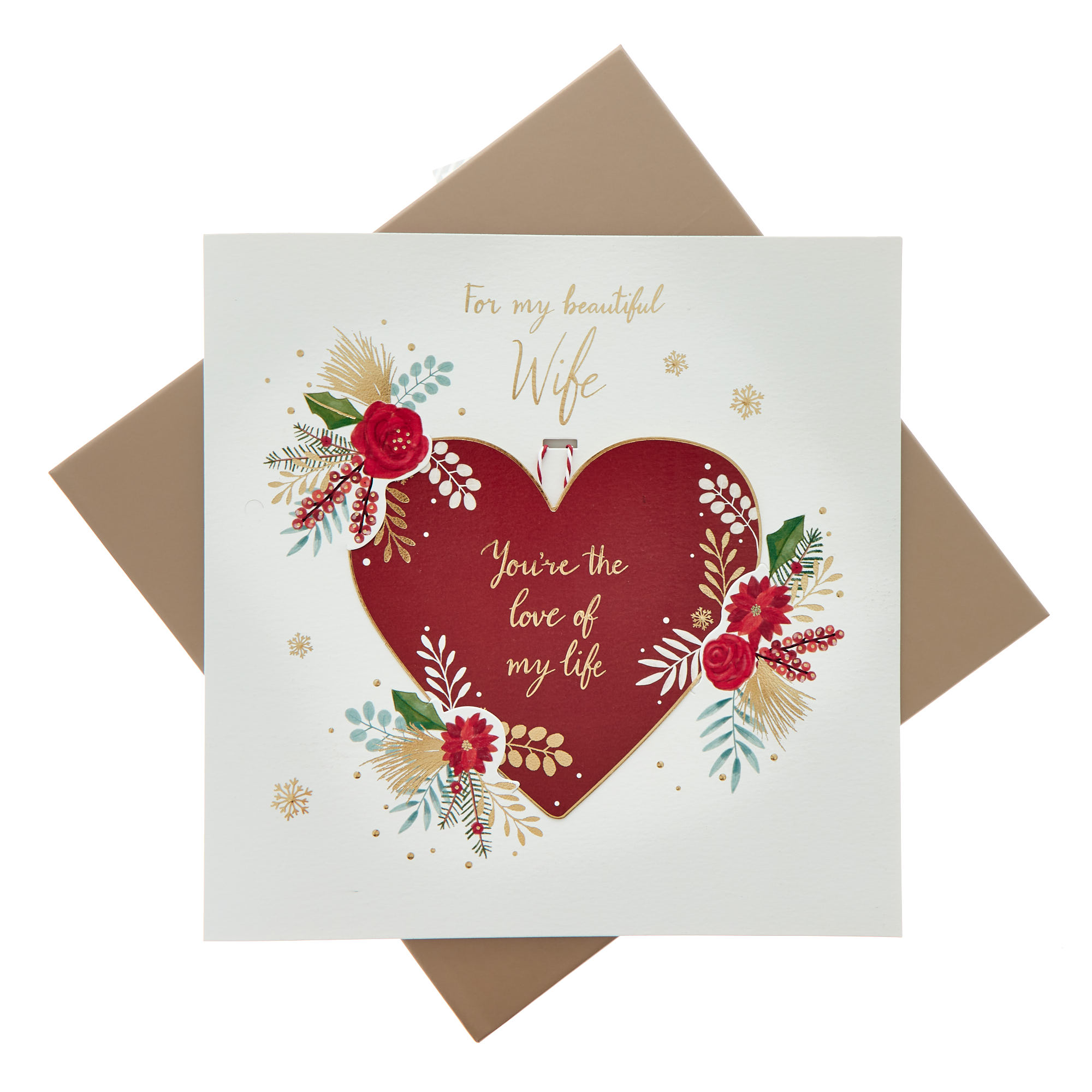 Beautiful Wife Poinsettias Premium Boxed Christmas Card