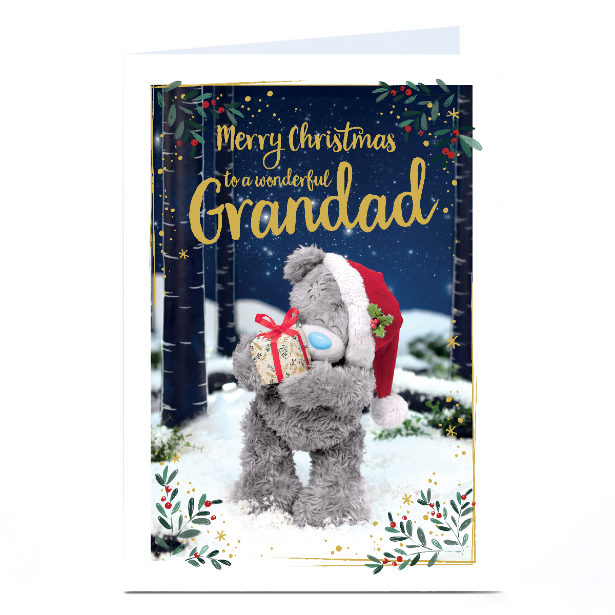 Personalised Tatty Teddy Christmas Card - To a Wonderful Grandad