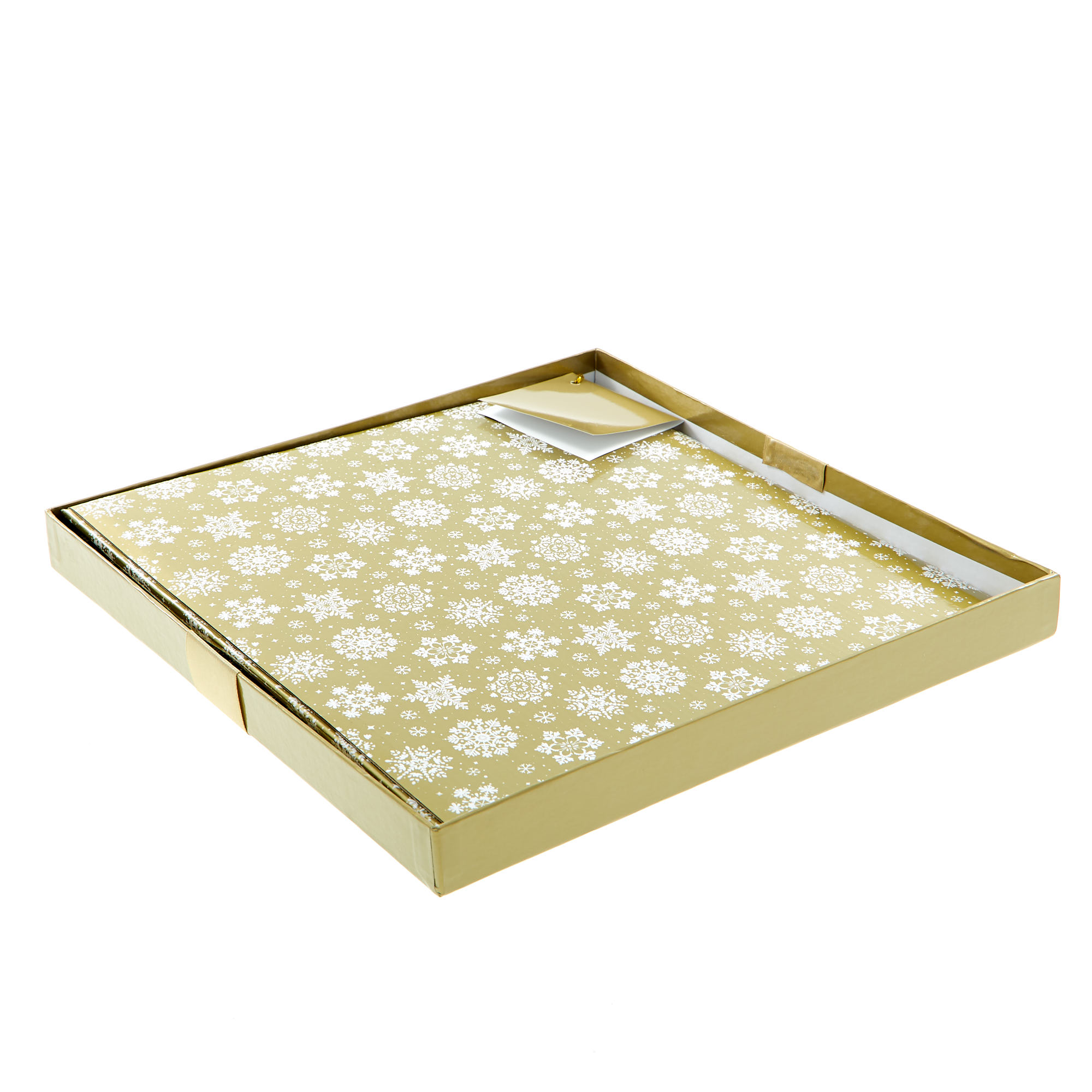 Gold & White Snowflakes Jumbo Flat-Pack Gift Box