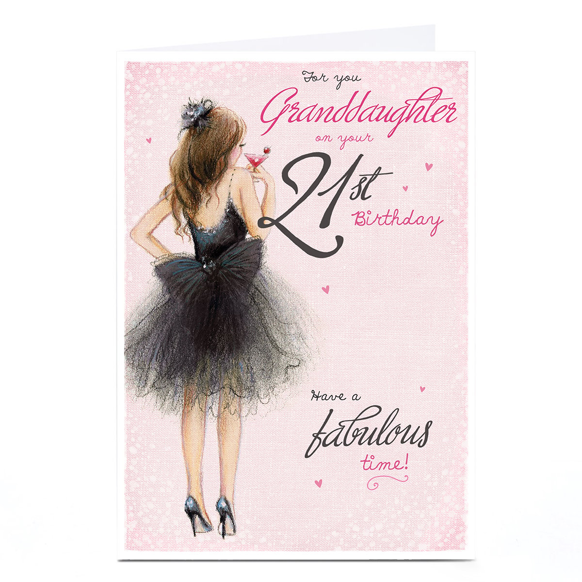 Personalised 21st Birthday Card - Fabulous Cocktail Dress, Granddaughter