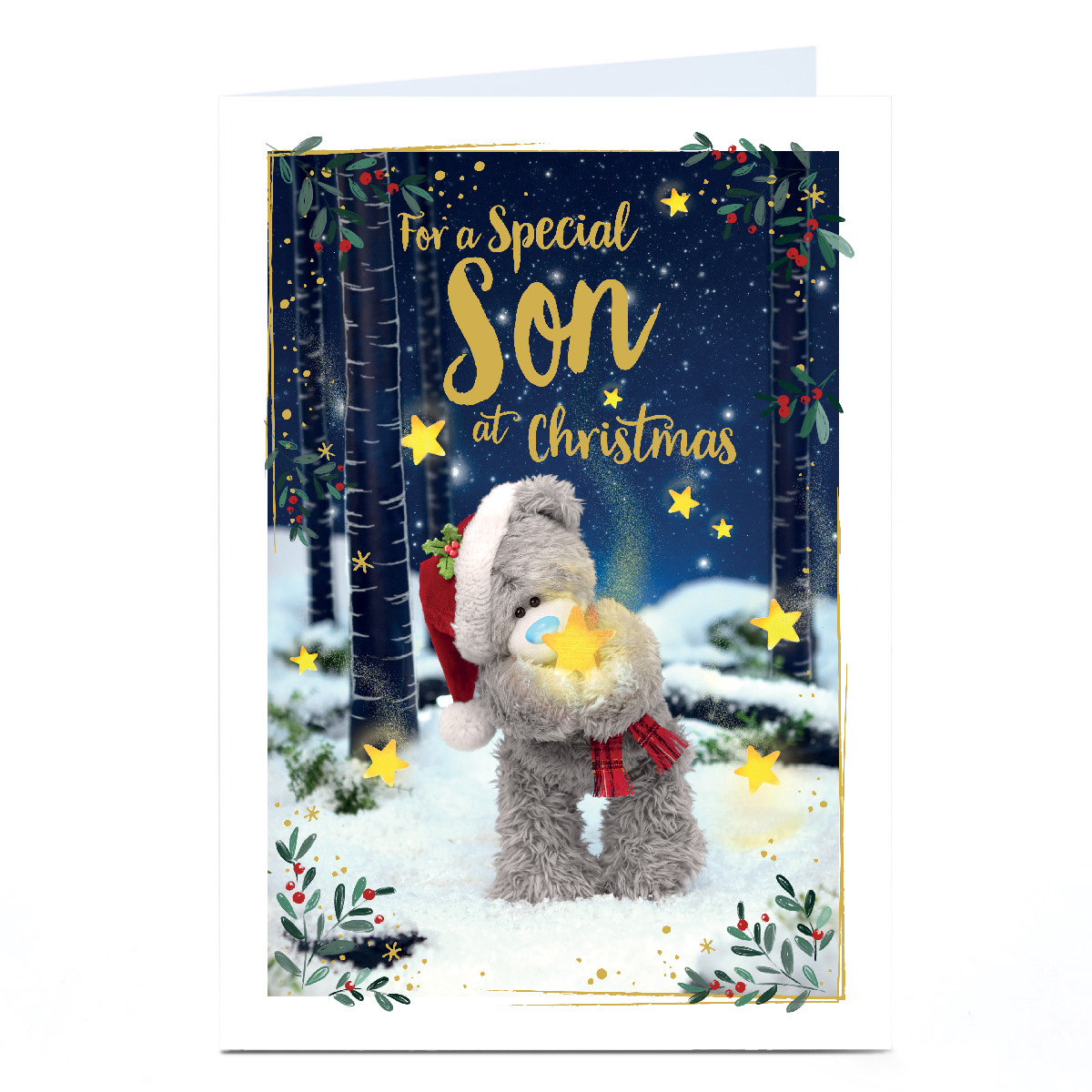 Personalised Tatty Teddy Christmas Card - Bear With Star, Son