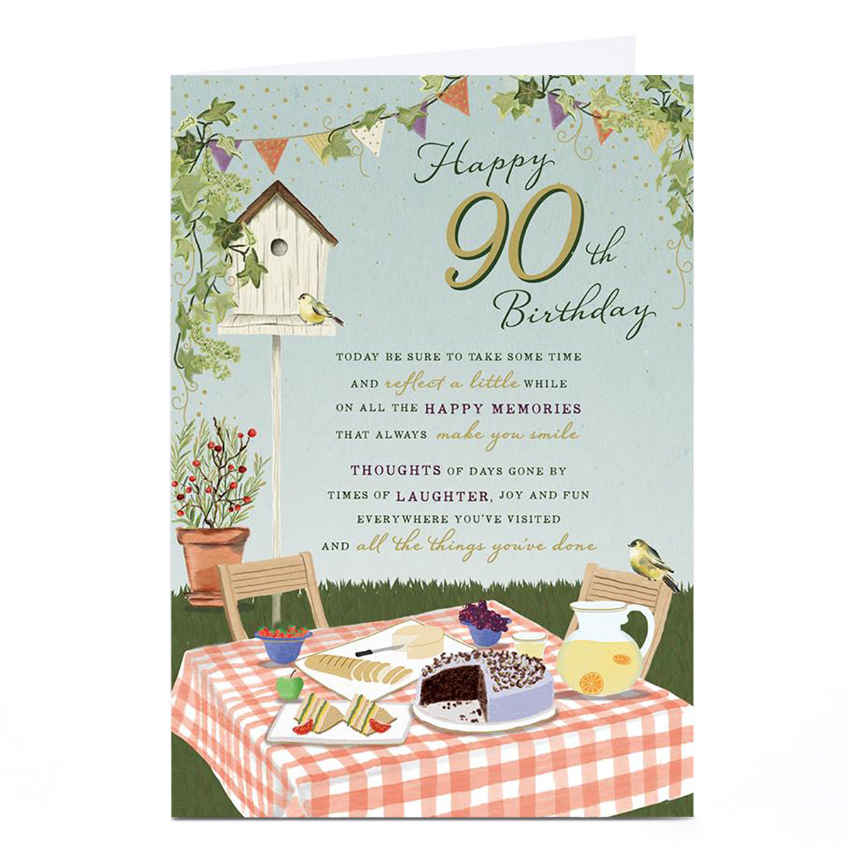 Personalised 90th Birthday Card - Garden Picnic