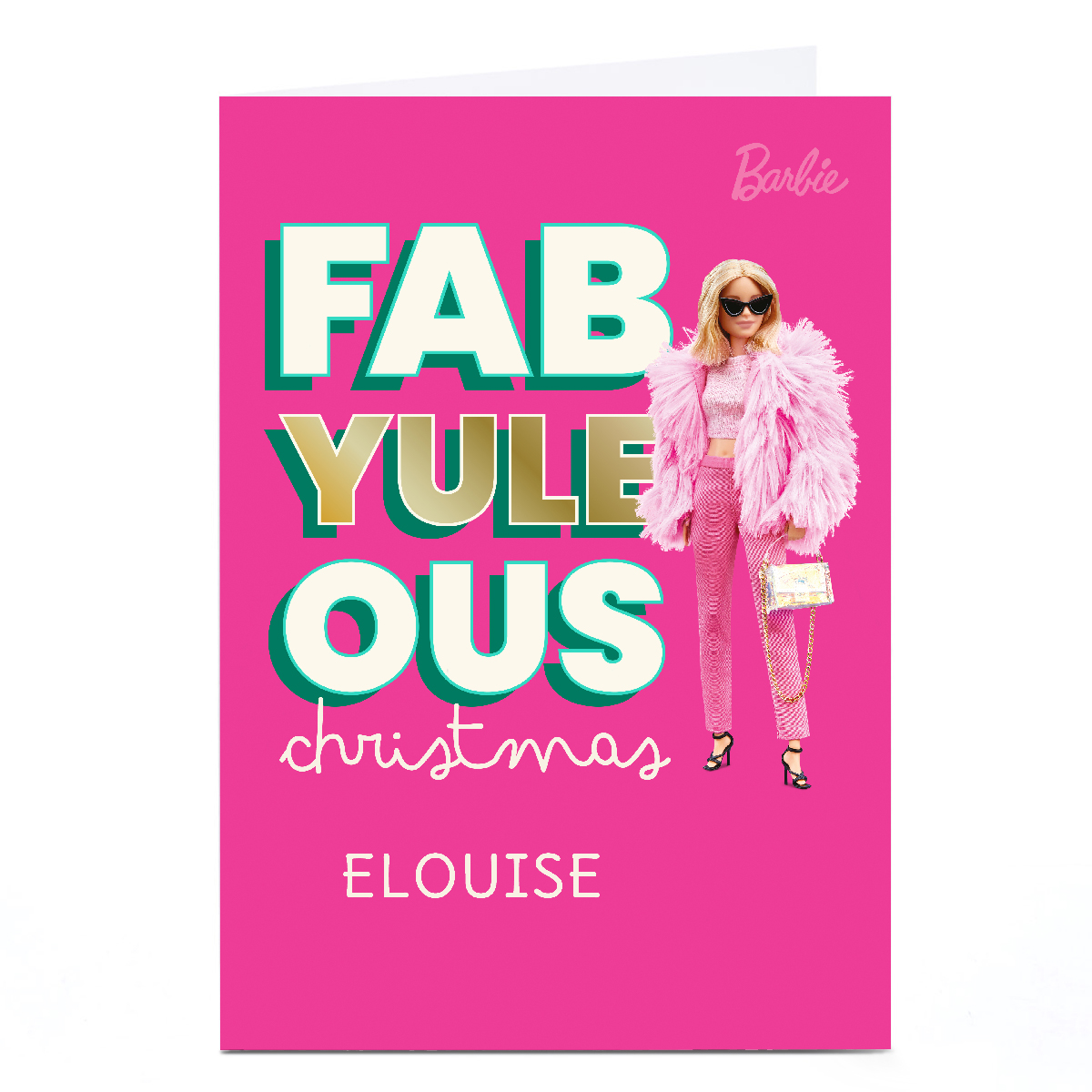 Personalised Barbie Christmas Card - Fab-Yule-Ous, Any Name