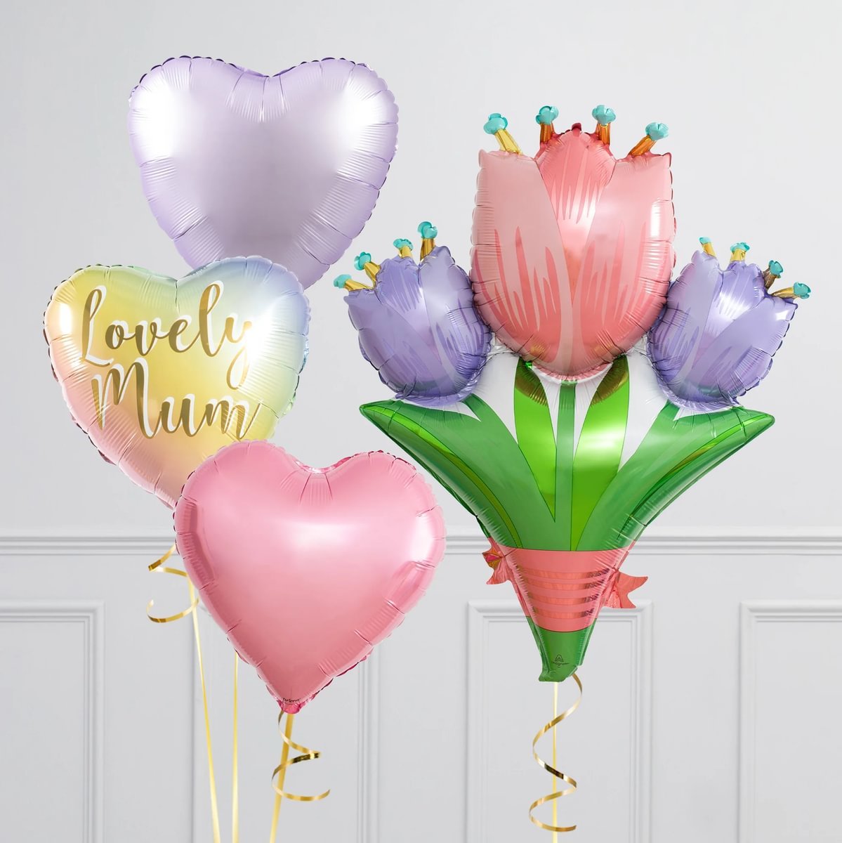 Lovely Mum Floral Supershape & Foil Inflated Balloon Package - Delivered Inflated!