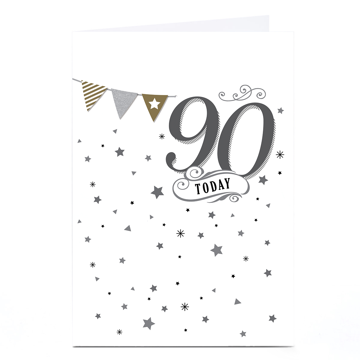 Personalised 90th Birthday Card - 90 Today Bunting and Stars