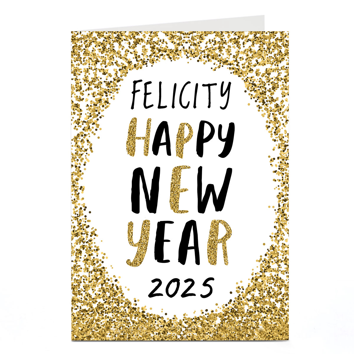 Personalised New Year Card - Gold Glitter Happy New Year