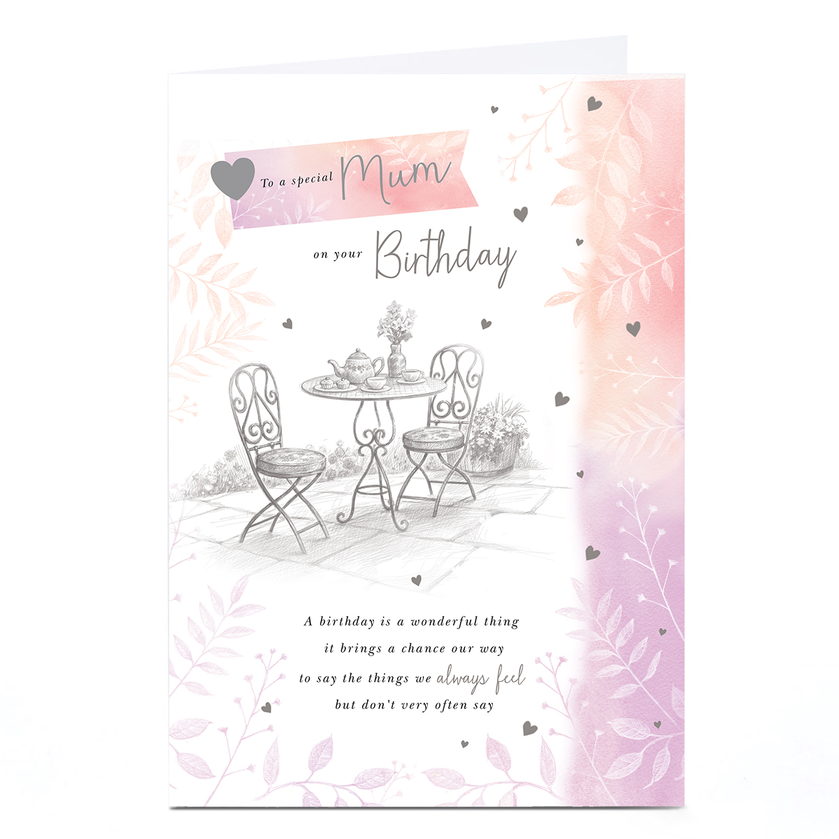 Personalised Birthday Card - Pink Pastel Patio, Mum