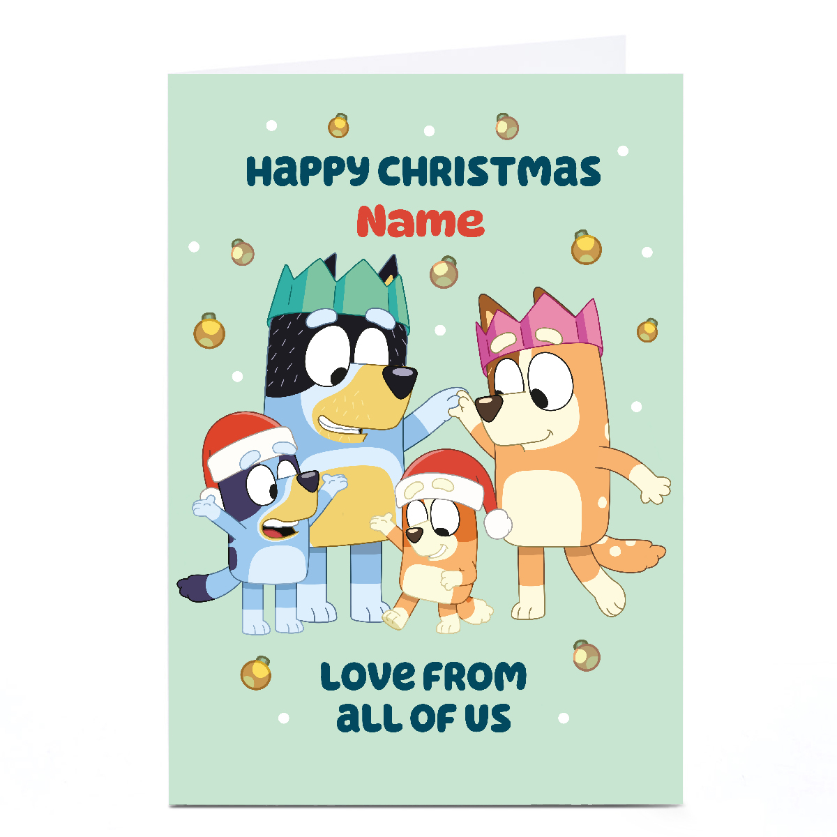 Personalised Bluey Christmas Card -  Bluely Family, Merry Christmas From All of Us