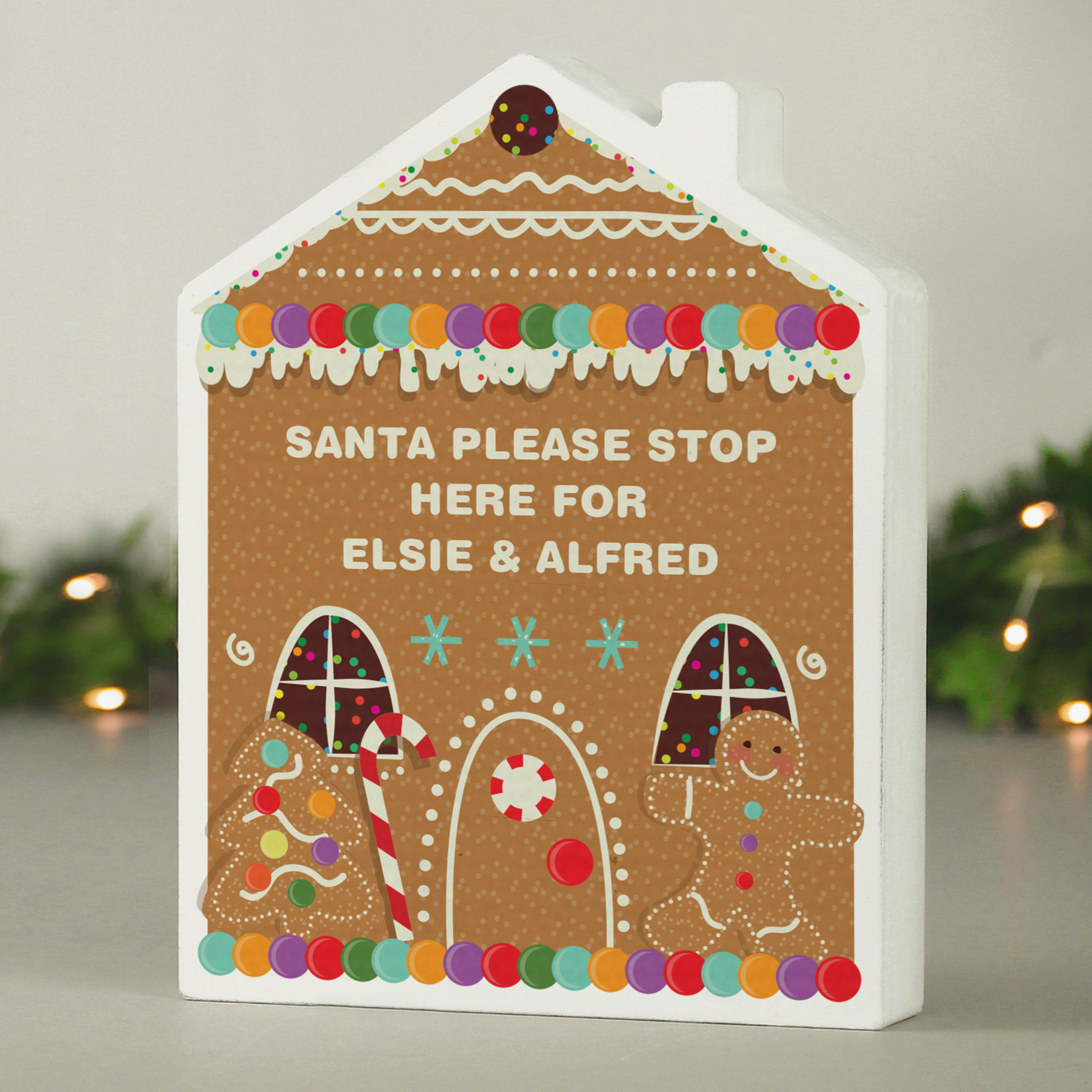 Personalised Wooden Gingerbread House Christmas Ornament