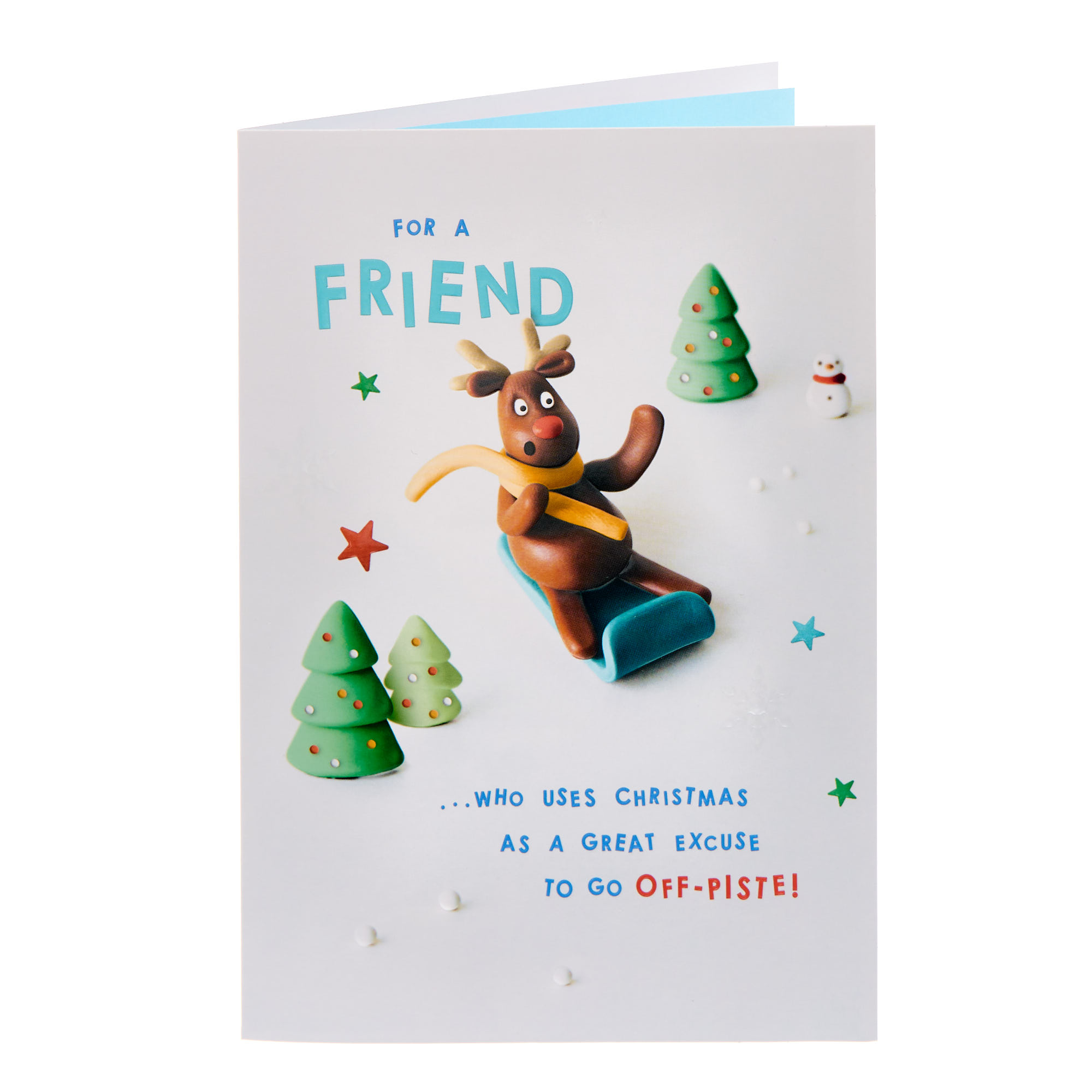 Friend Reindeer Sledging Christmas Card