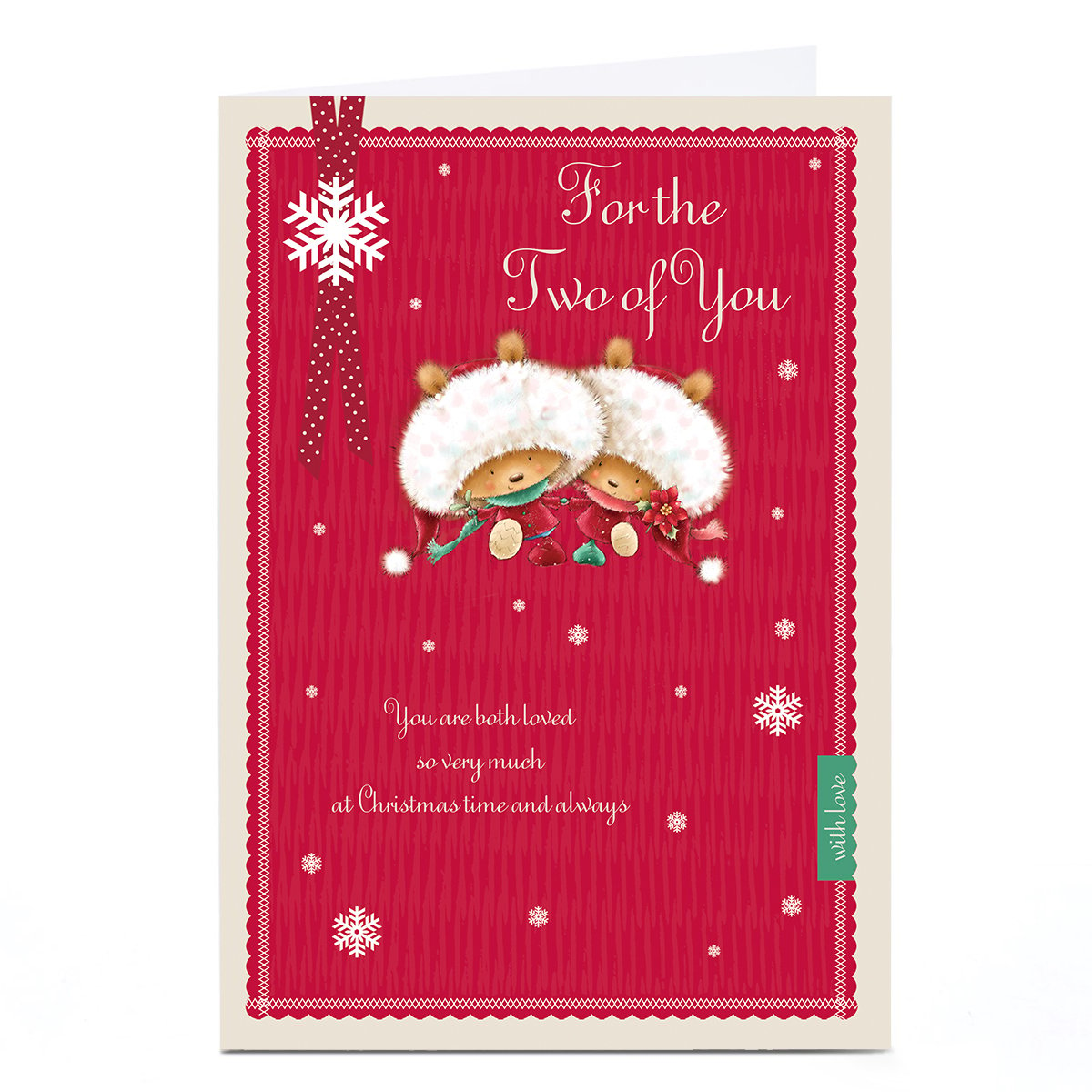 Personalised Christmas Card - Bears in Santa Hats, For the Two of You