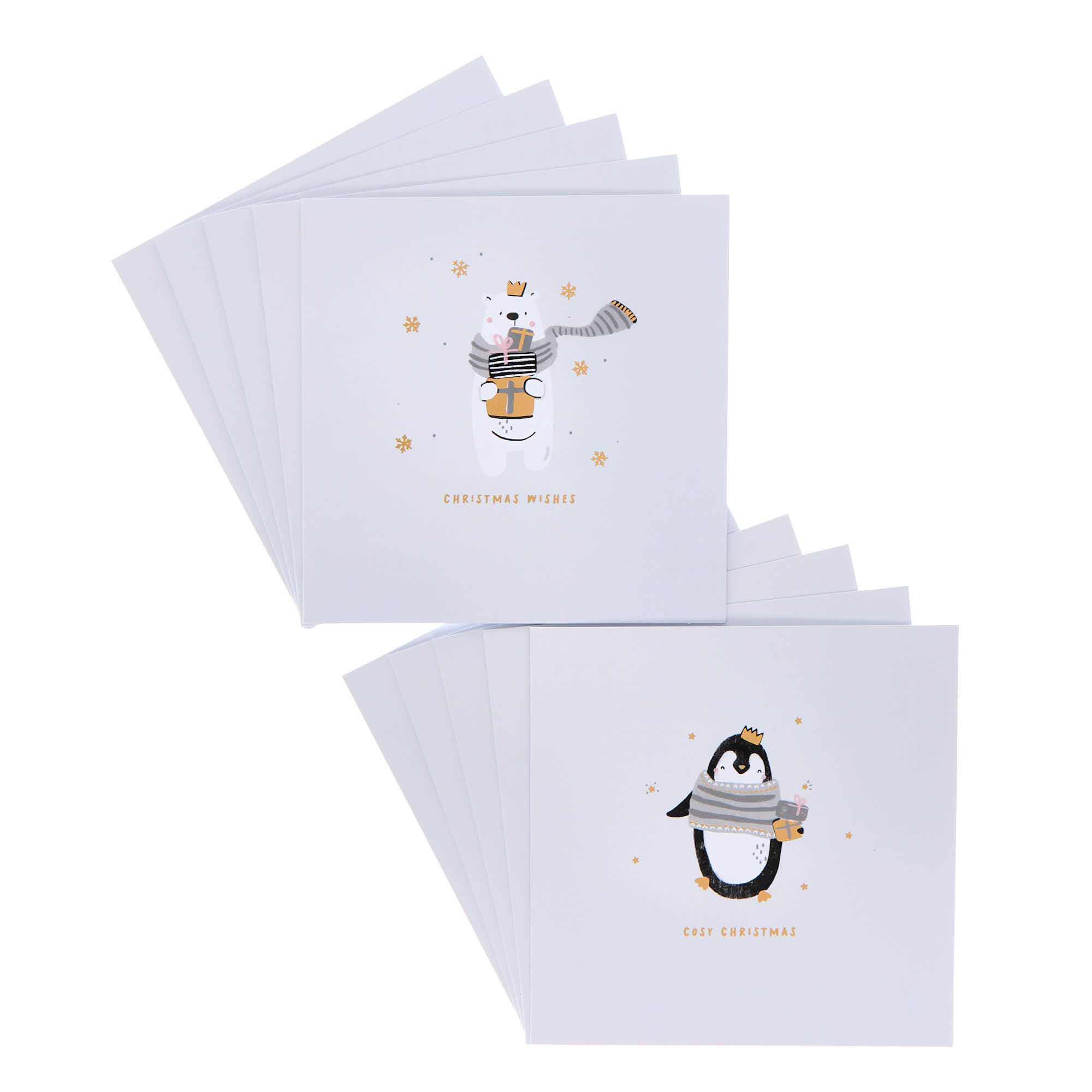 18 Charity Christmas Cards - Penguin & Polar Bear (2 Designs)