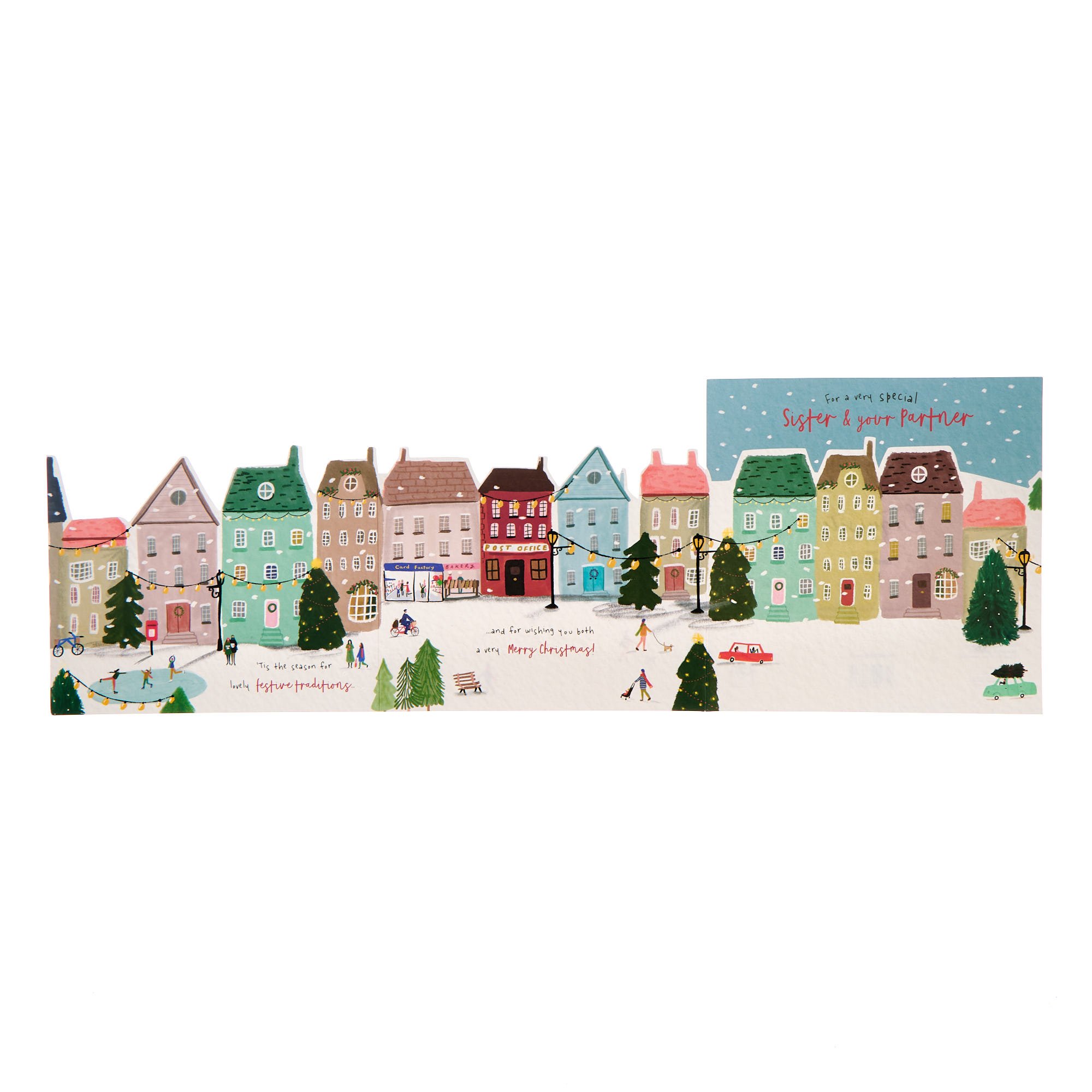 Sister & Partner Row of Houses Christmas Card