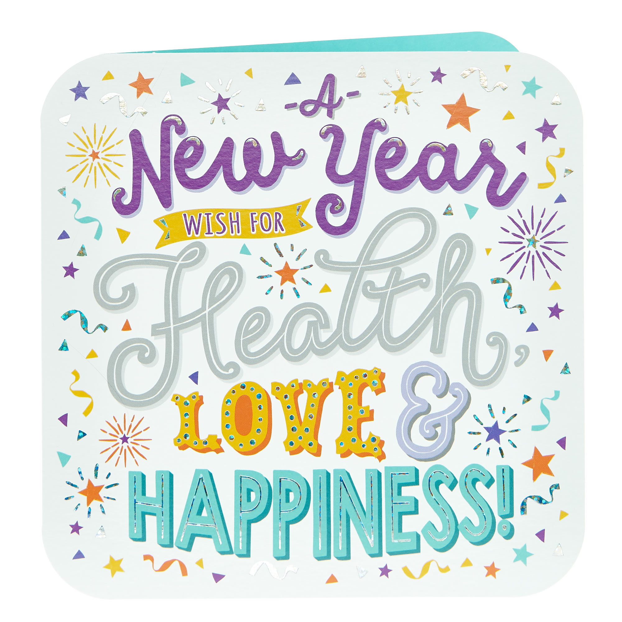 Platinum New Year Card - Health Love & Happiness 