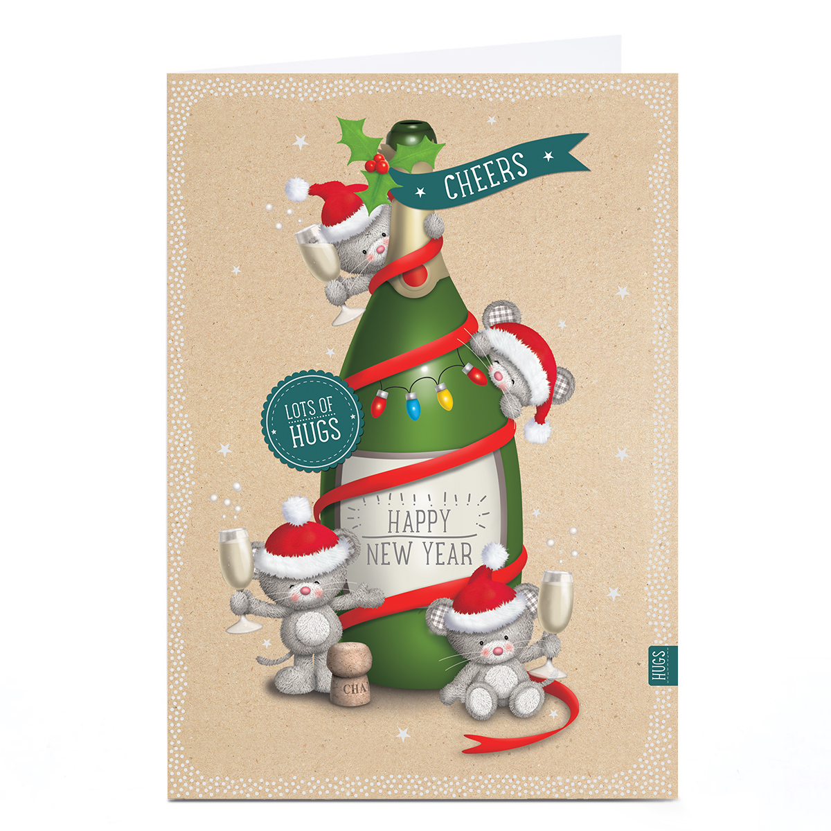 Personalised Christmas Card - Festive Mice Champagne