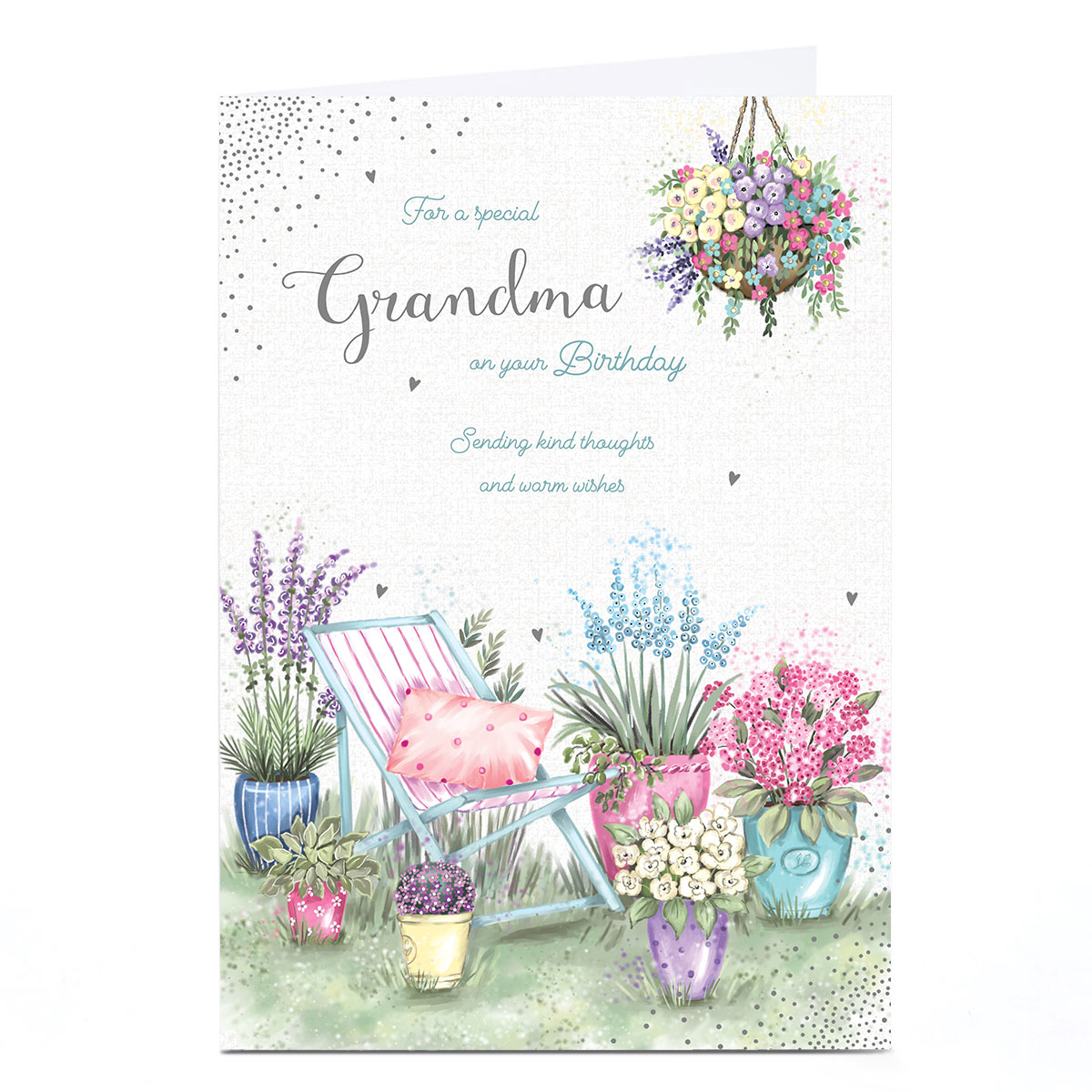 Personalised Birthday Card - Flower Pots Garden, Grandma