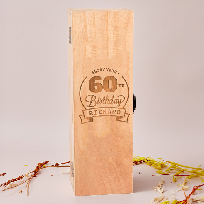 Engraved Wooden Box With Luxury Prosecco - Enjoy Your 60th Birthday