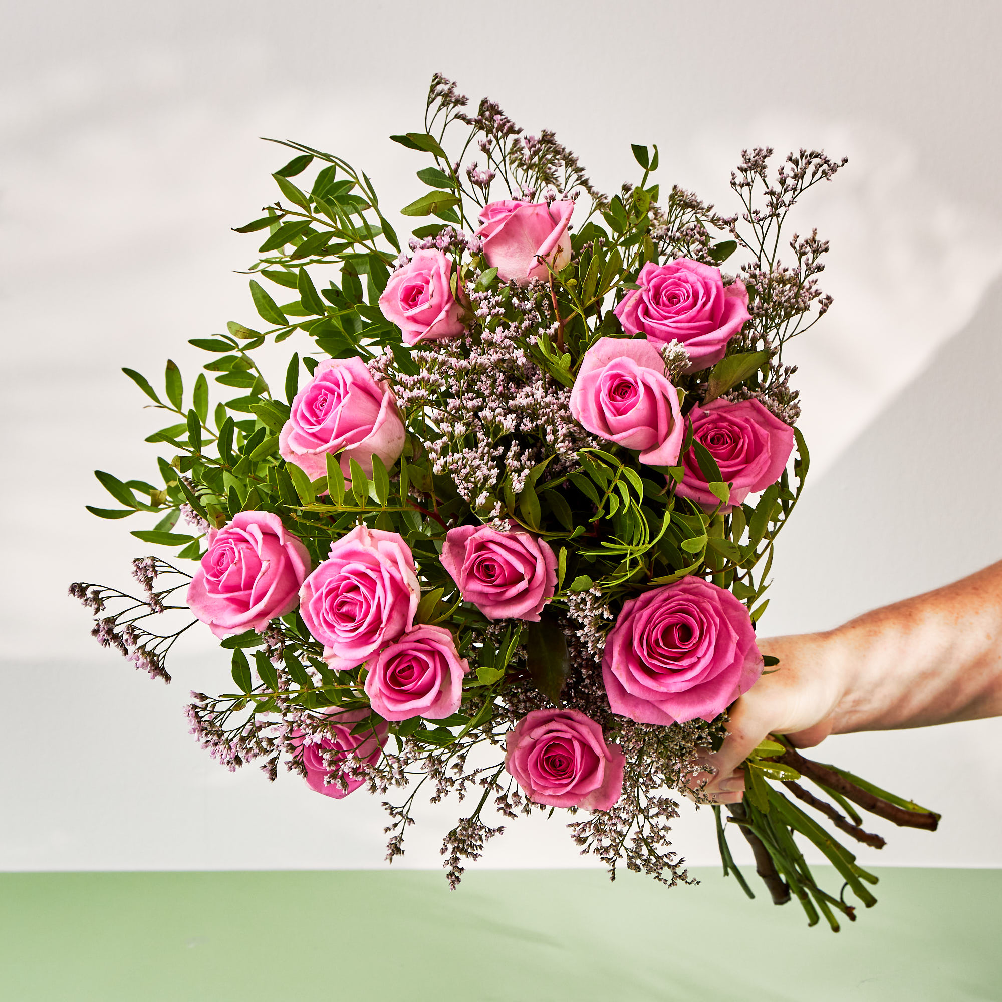 Dozen Pink Roses Flower Bouquet