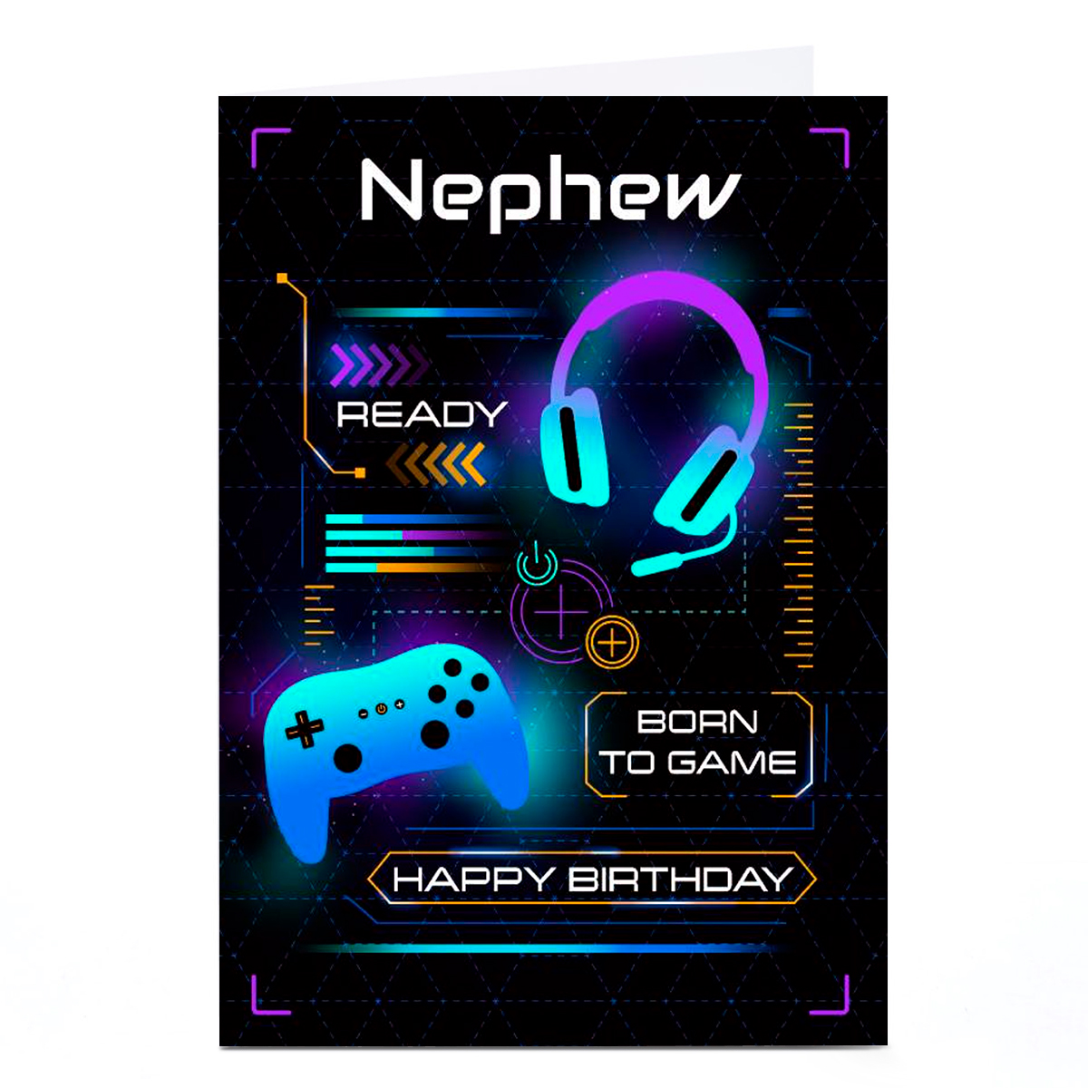Personalised Birthday Card - Born To Game, Nephew